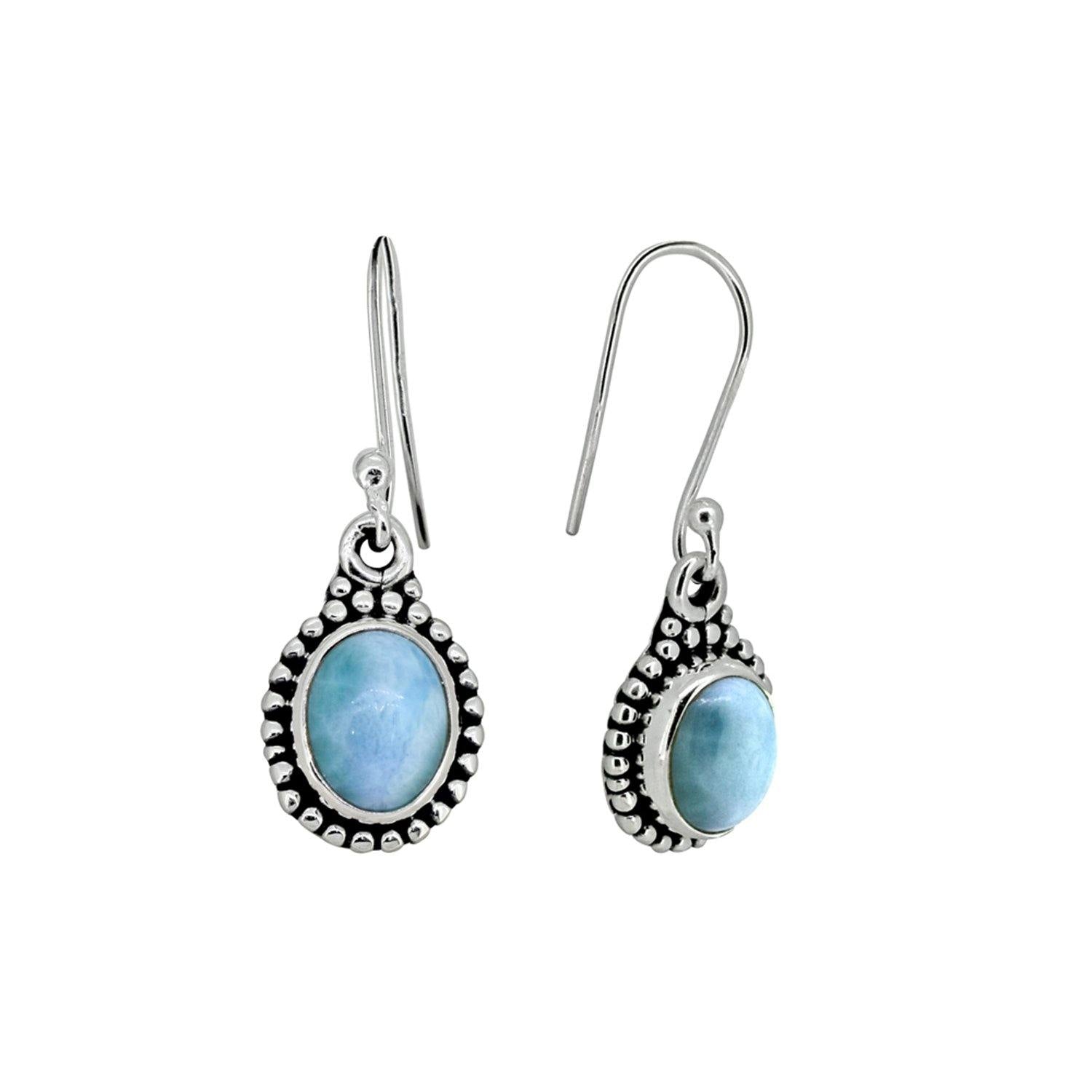 1.25" Larimar Solid 925 Sterling Silver Dangle Earrings Jewelry - YoTreasure