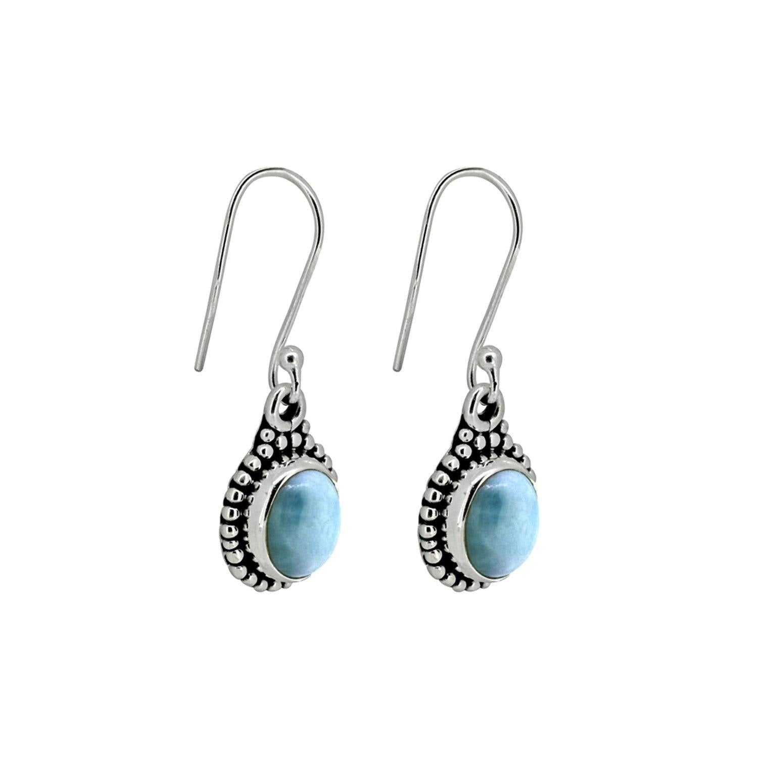 1.25" Larimar Solid 925 Sterling Silver Dangle Earrings Jewelry - YoTreasure