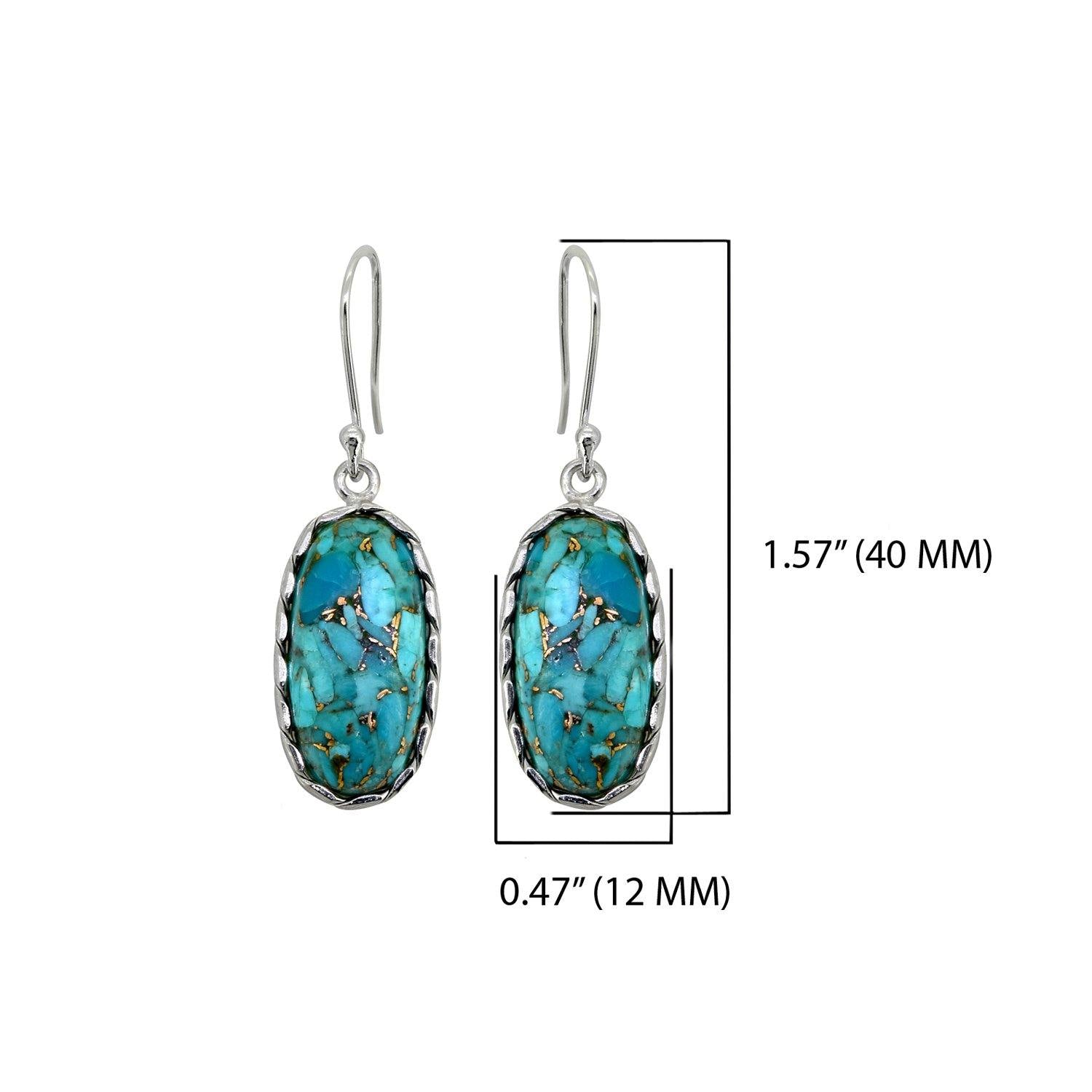 Blue Copper Turquoise Solid 925 Sterling Silver Dangle Earrings Jewelry - YoTreasure