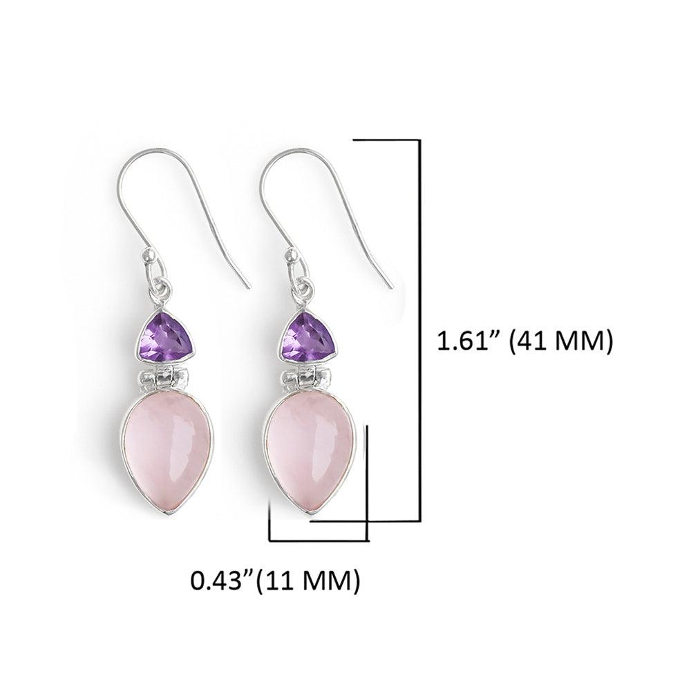 1.60" Rose Quartz Amethyst Dangle Earrings Silver Jewelry - YoTreasure