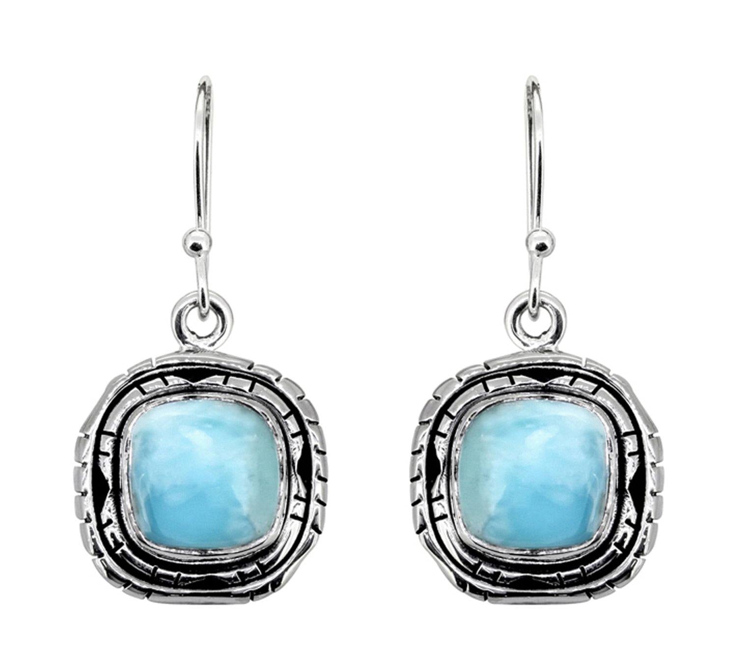 1.33" Larimar Solid 925 Sterling Silver Dangle Earrings Jewelry - YoTreasure