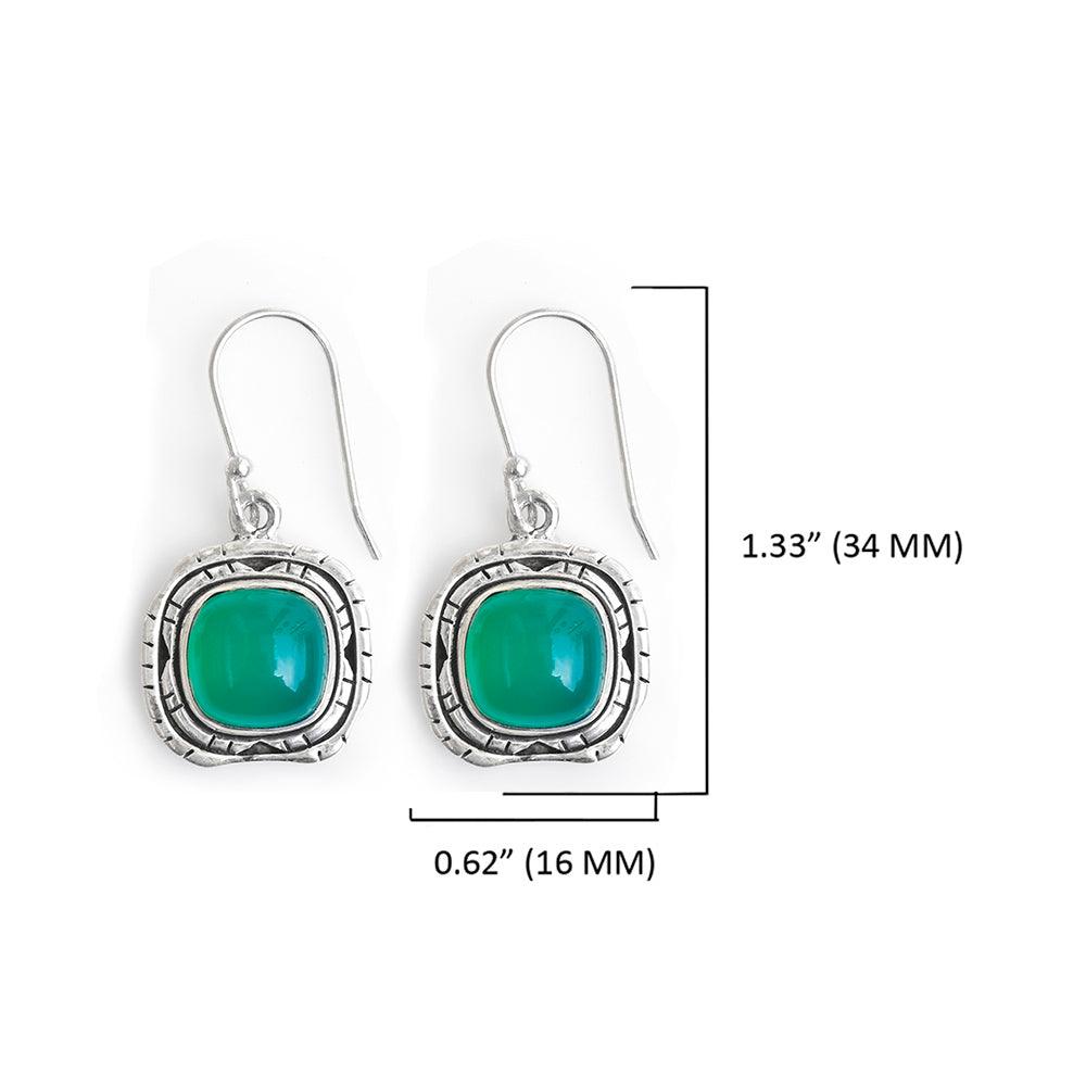 1.33" Green Onyx Solid 925 Sterling Silver Dangle Earrings Jewelry - YoTreasure