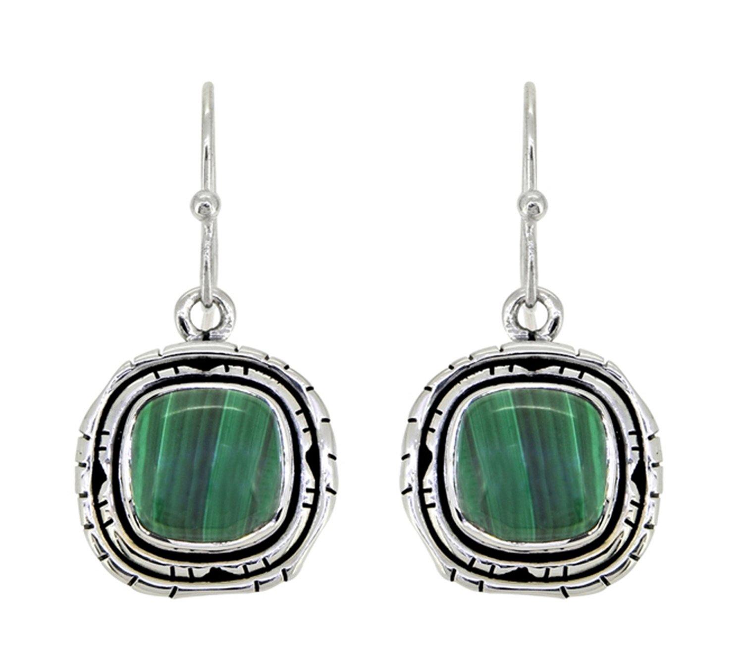 1.35" Malachite Solid 925 Sterling Silver Dangle Earrings Jewelry - YoTreasure
