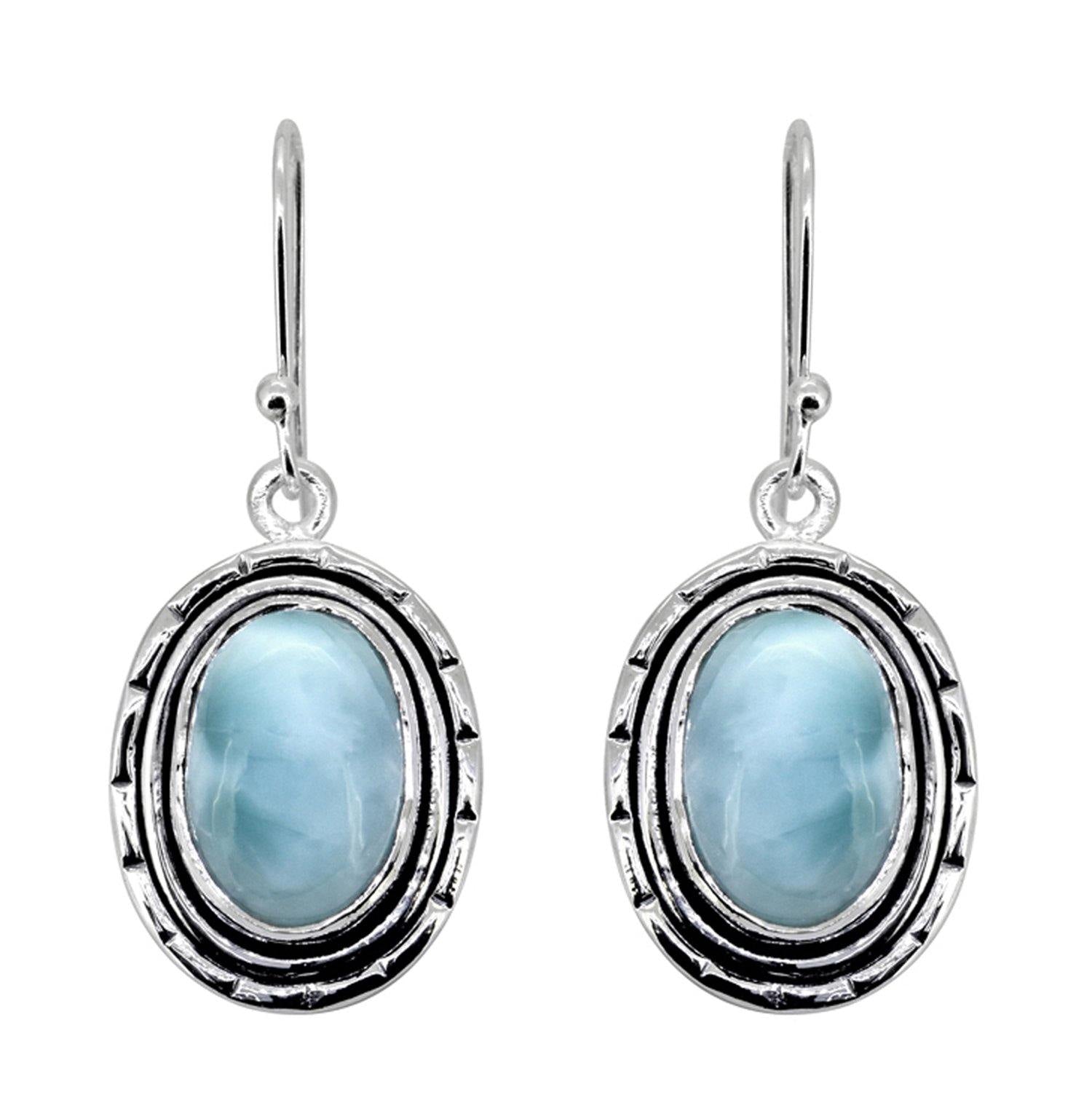 1.49" Larimar Solid 925 Sterling Silver Dangle Earrings Jewelry - YoTreasure
