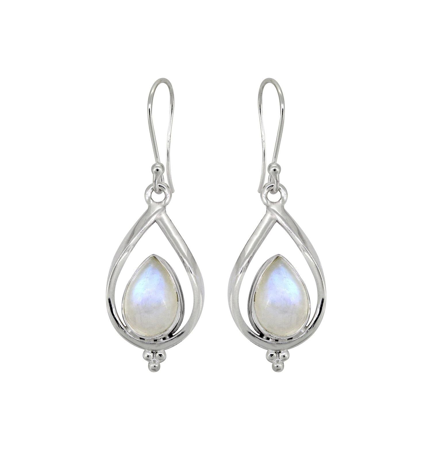 Moonstone Solid 925 Sterling Silver Dangle Earrings - YoTreasure