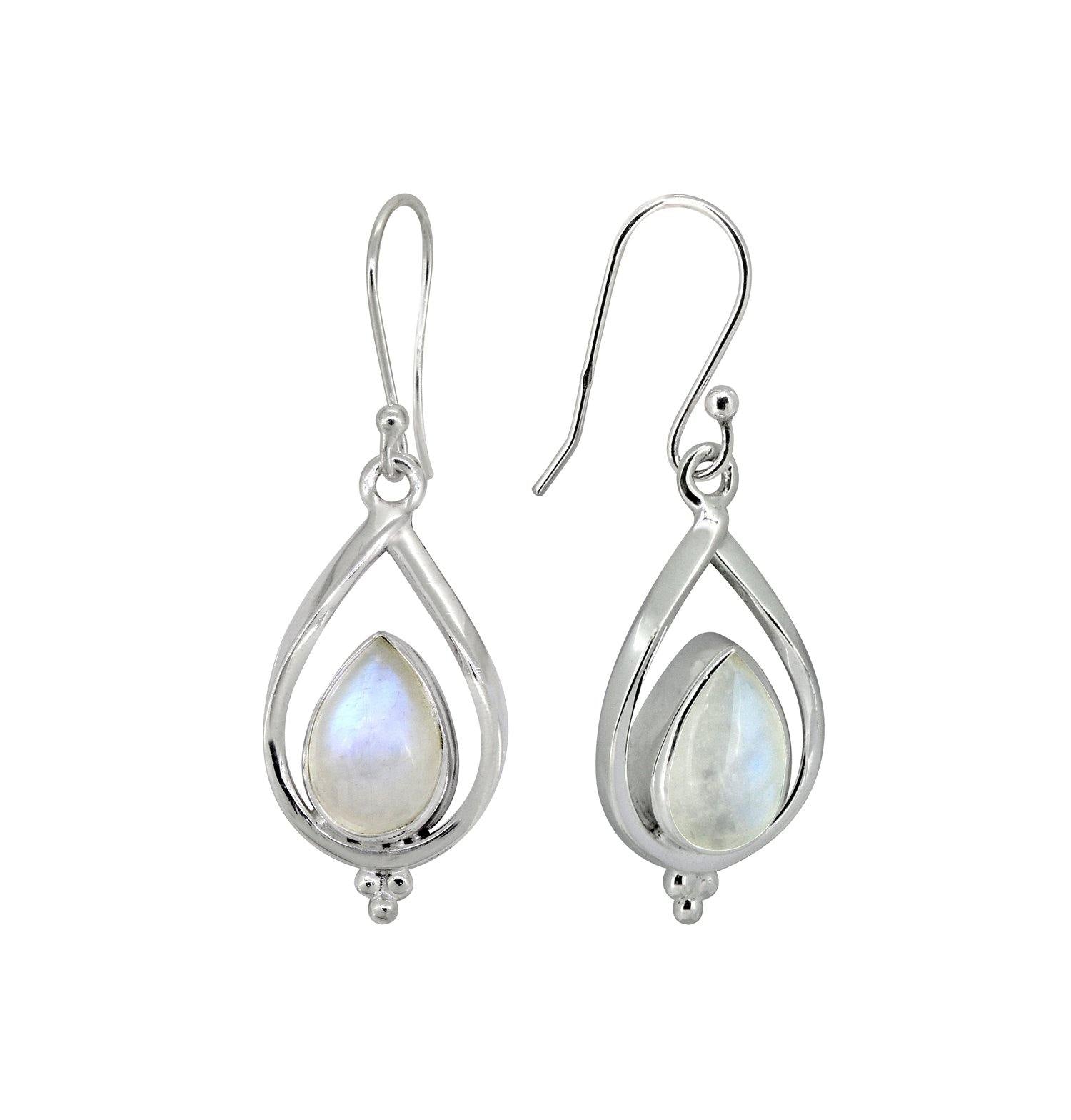 Moonstone Solid 925 Sterling Silver Dangle Earrings - YoTreasure