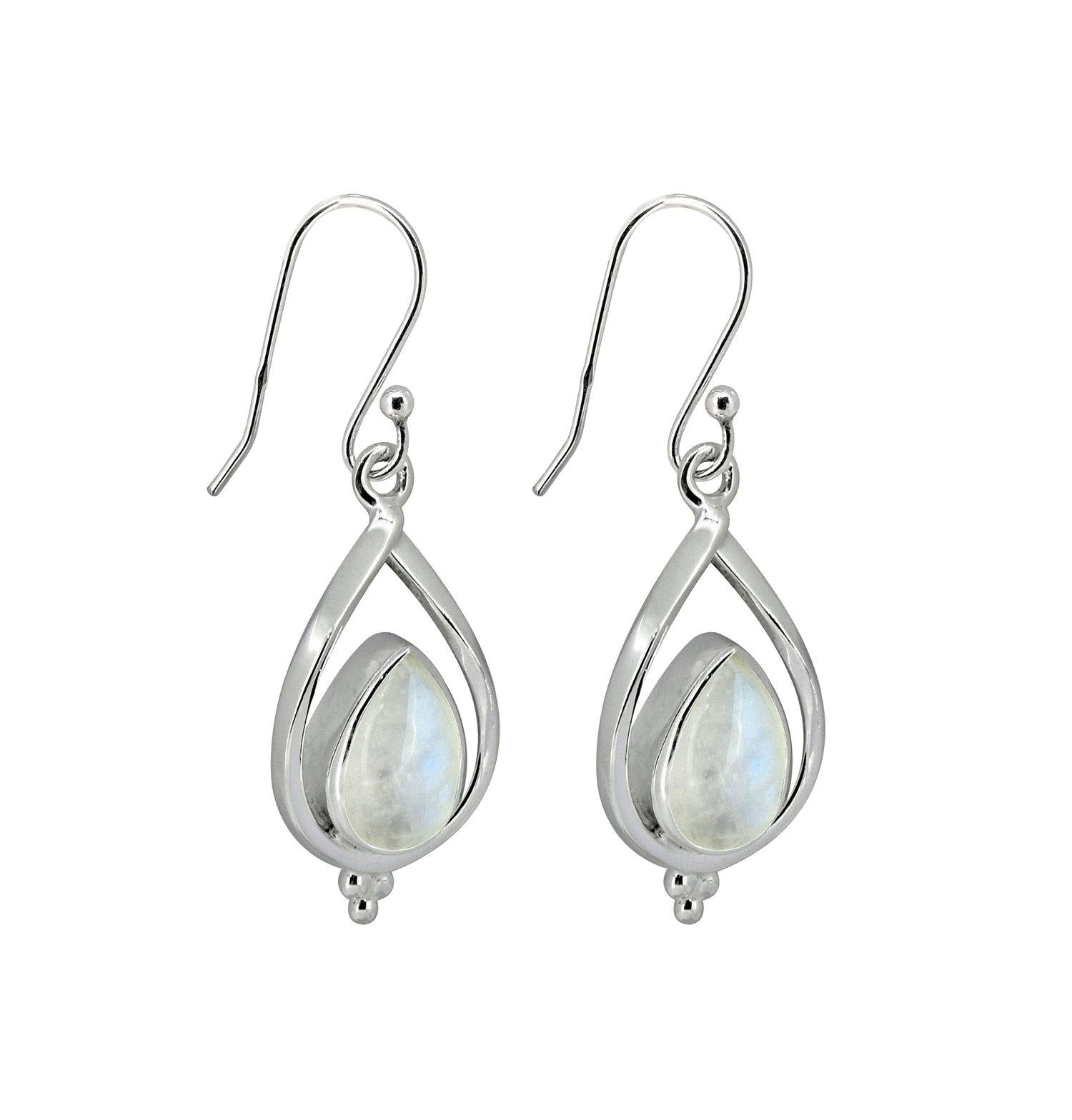 Moonstone Solid 925 Sterling Silver Dangle Earrings - YoTreasure