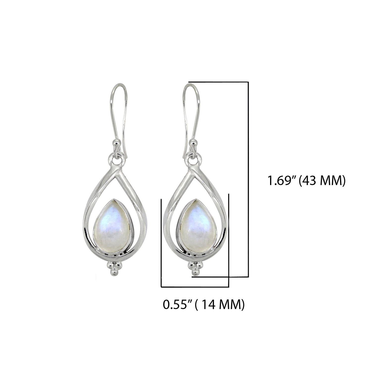 Moonstone Solid 925 Sterling Silver Dangle Earrings - YoTreasure