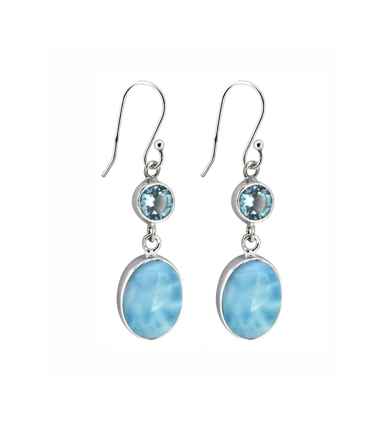 Larimar Blue Topaz Solid 925 Sterling Silver Dangle Earrings Jewelry - YoTreasure