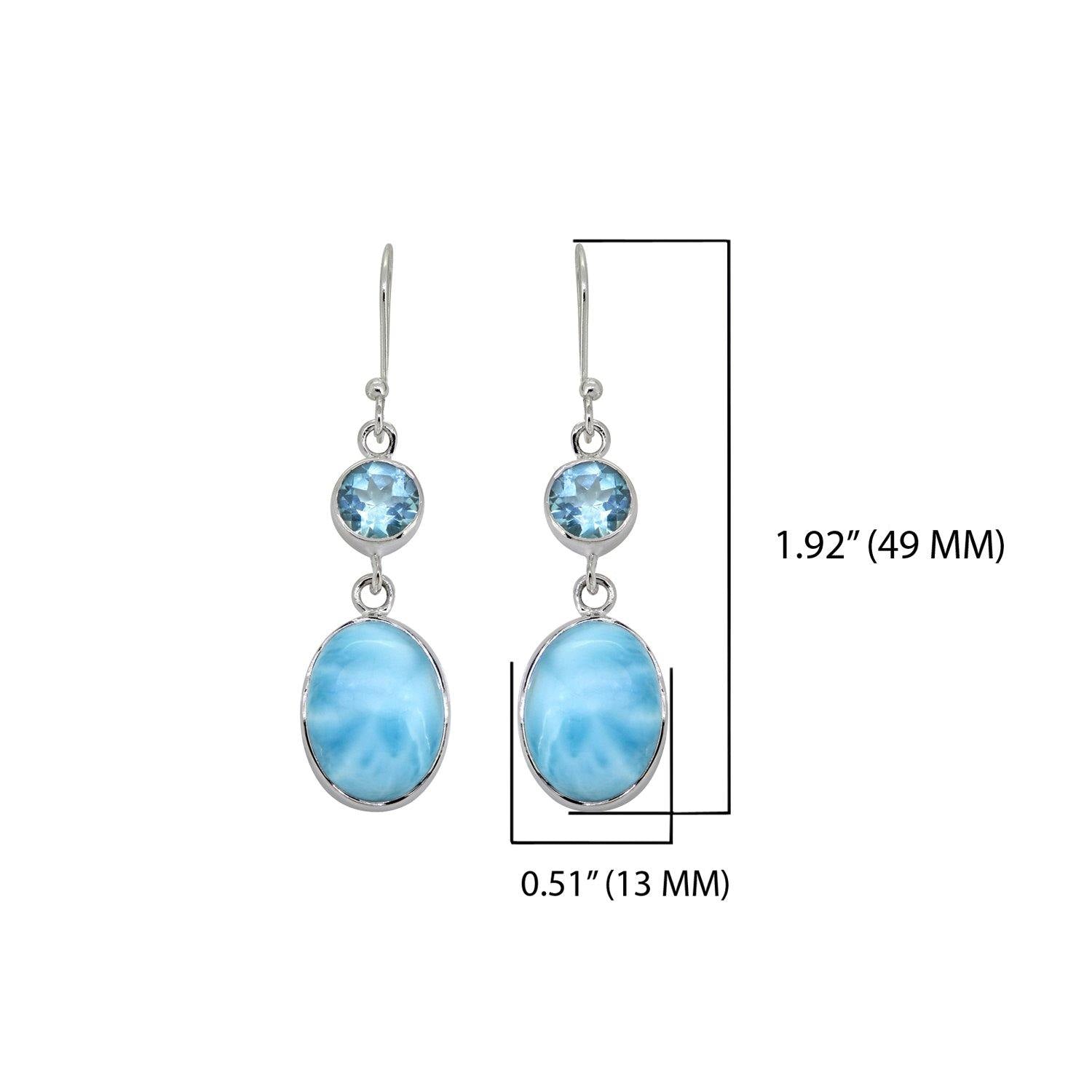 Larimar Blue Topaz Solid 925 Sterling Silver Dangle Earrings Jewelry - YoTreasure