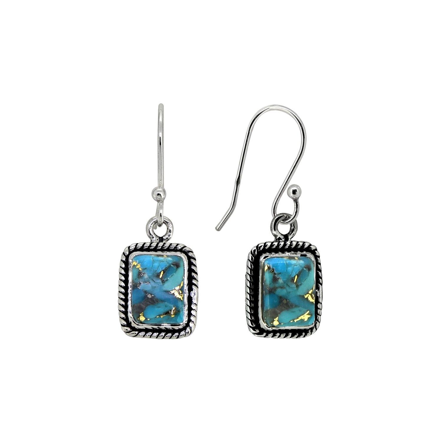 Blue Copper Turquoise Solid 925 Sterling Silver Dangle Earrings Jewelry - YoTreasure