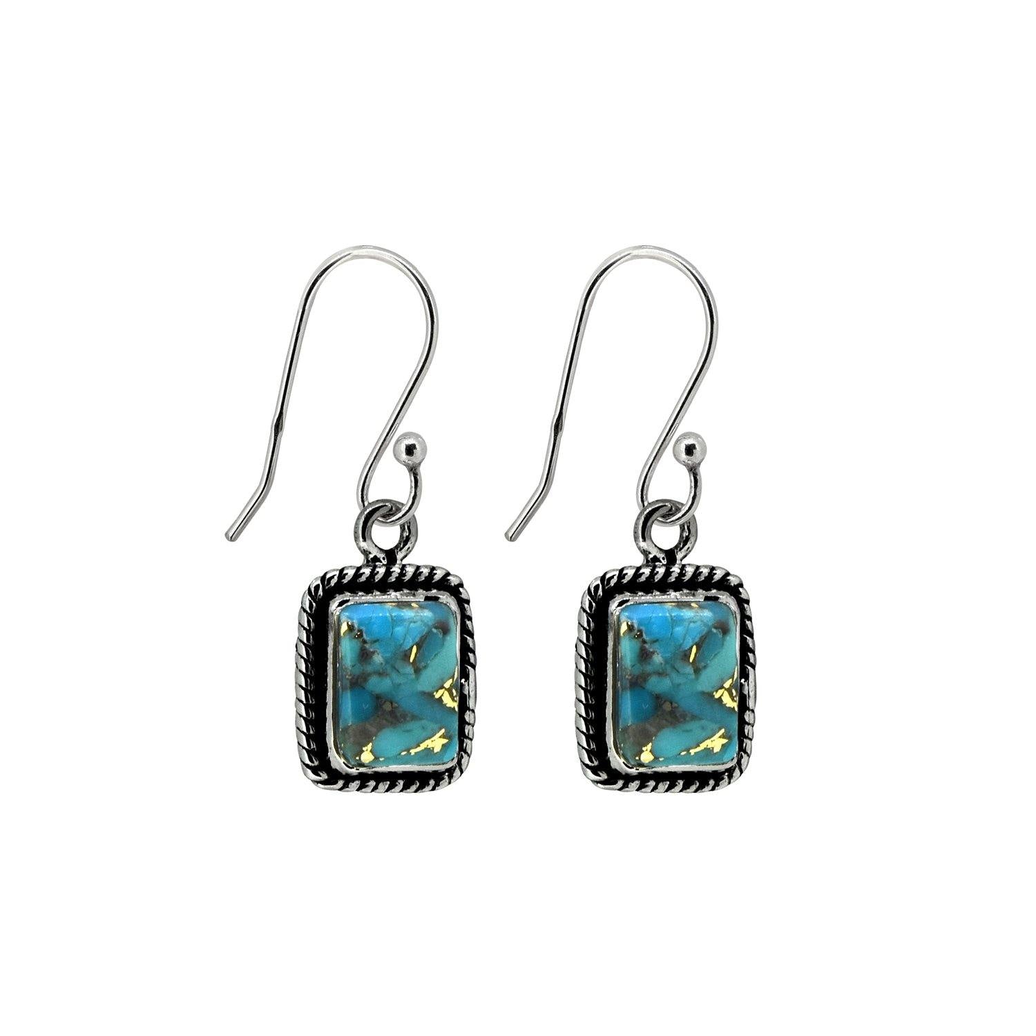 Blue Copper Turquoise Solid 925 Sterling Silver Dangle Earrings Jewelry - YoTreasure