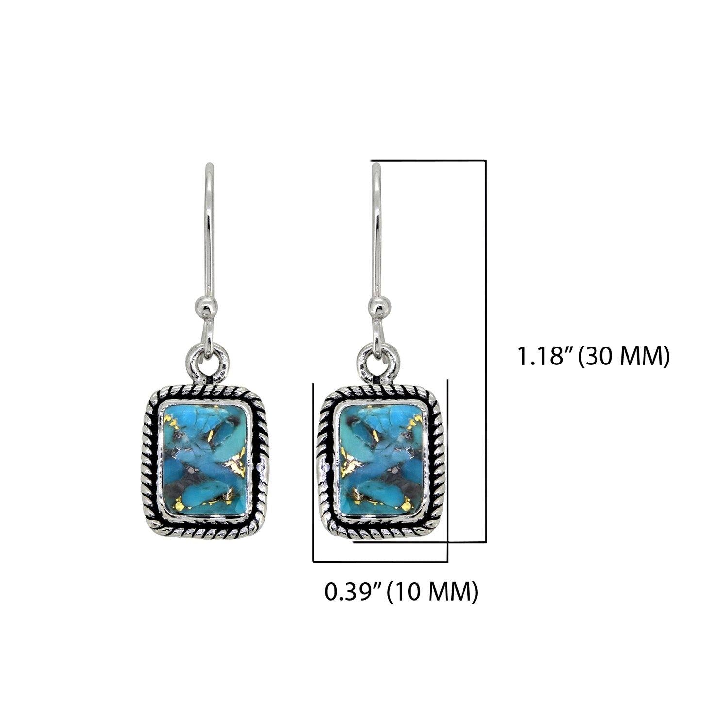 Blue Copper Turquoise Solid 925 Sterling Silver Dangle Earrings Jewelry - YoTreasure
