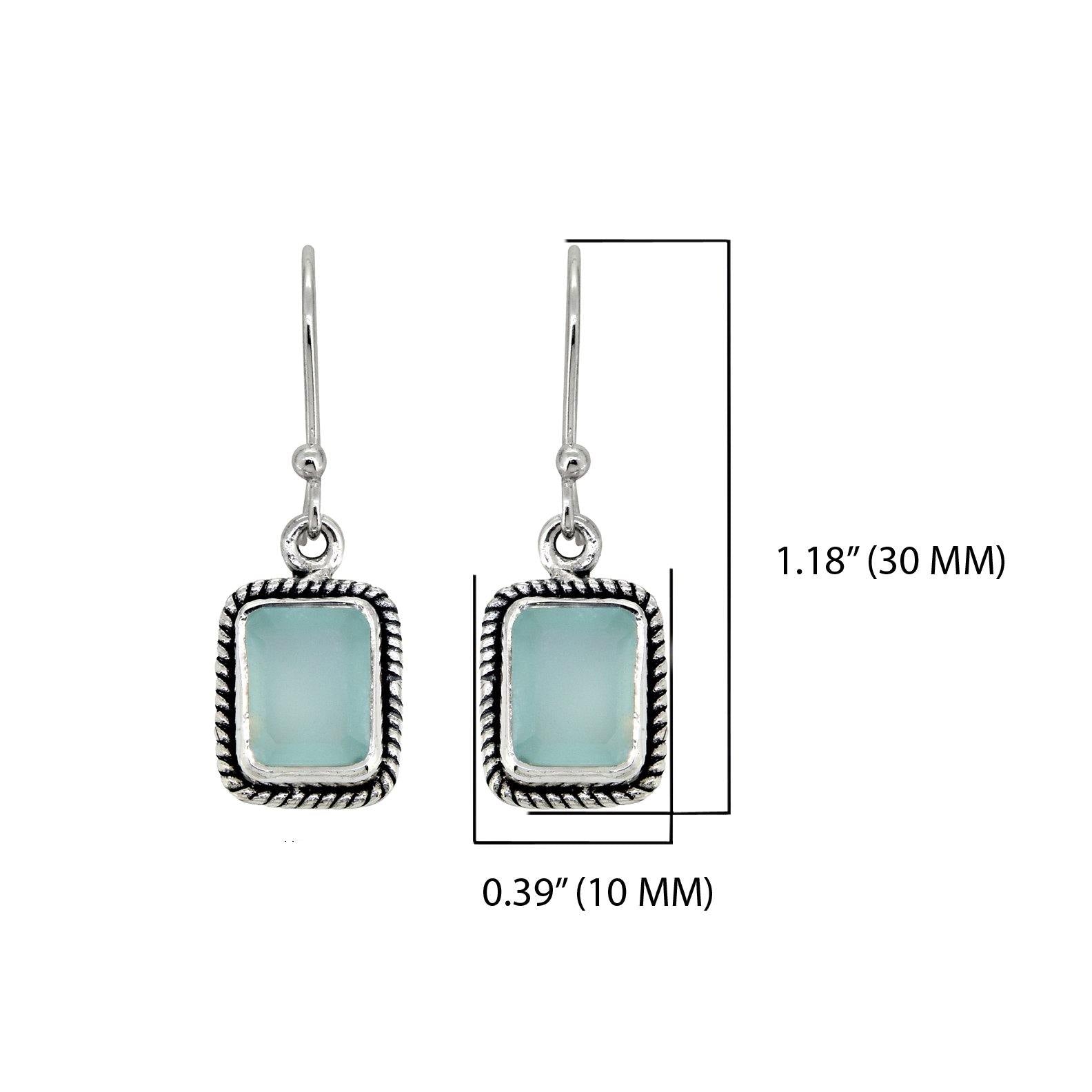 Aqua Chalcedony Solid 925 Sterling Silver Dangle Earrings Jewelry - YoTreasure