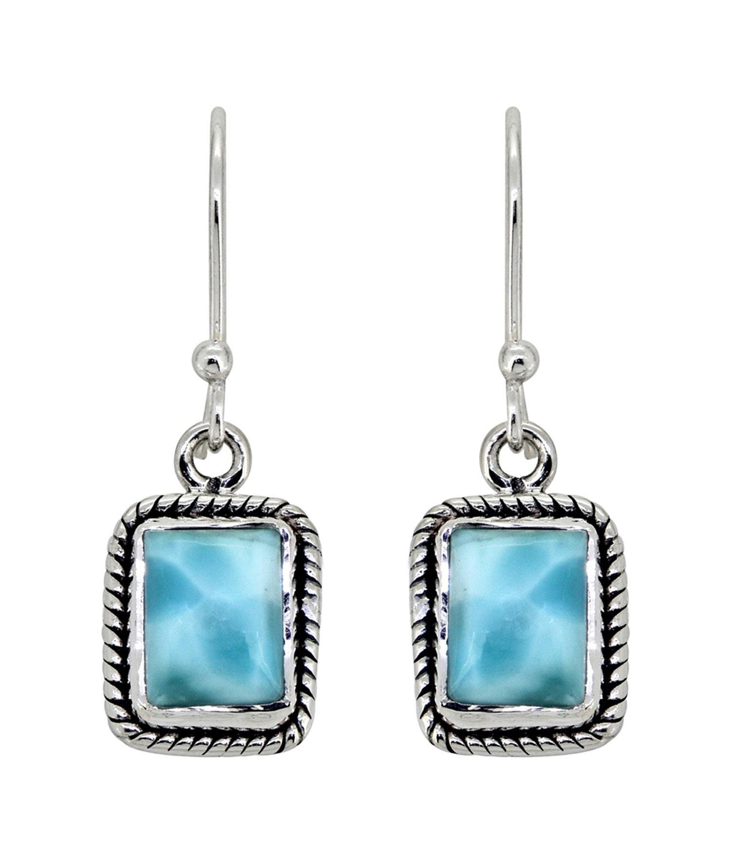 Larimar Solid 925 Sterling Silver Dangle Earrings Jewelry - YoTreasure