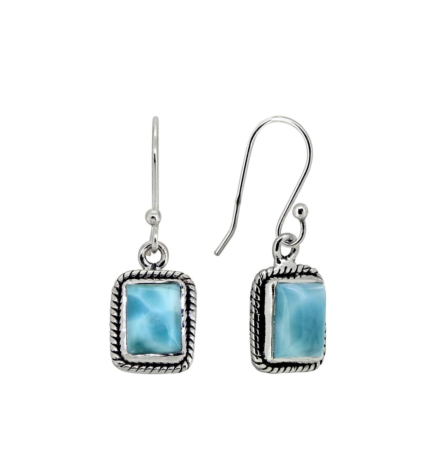 Larimar Solid 925 Sterling Silver Dangle Earrings Jewelry - YoTreasure
