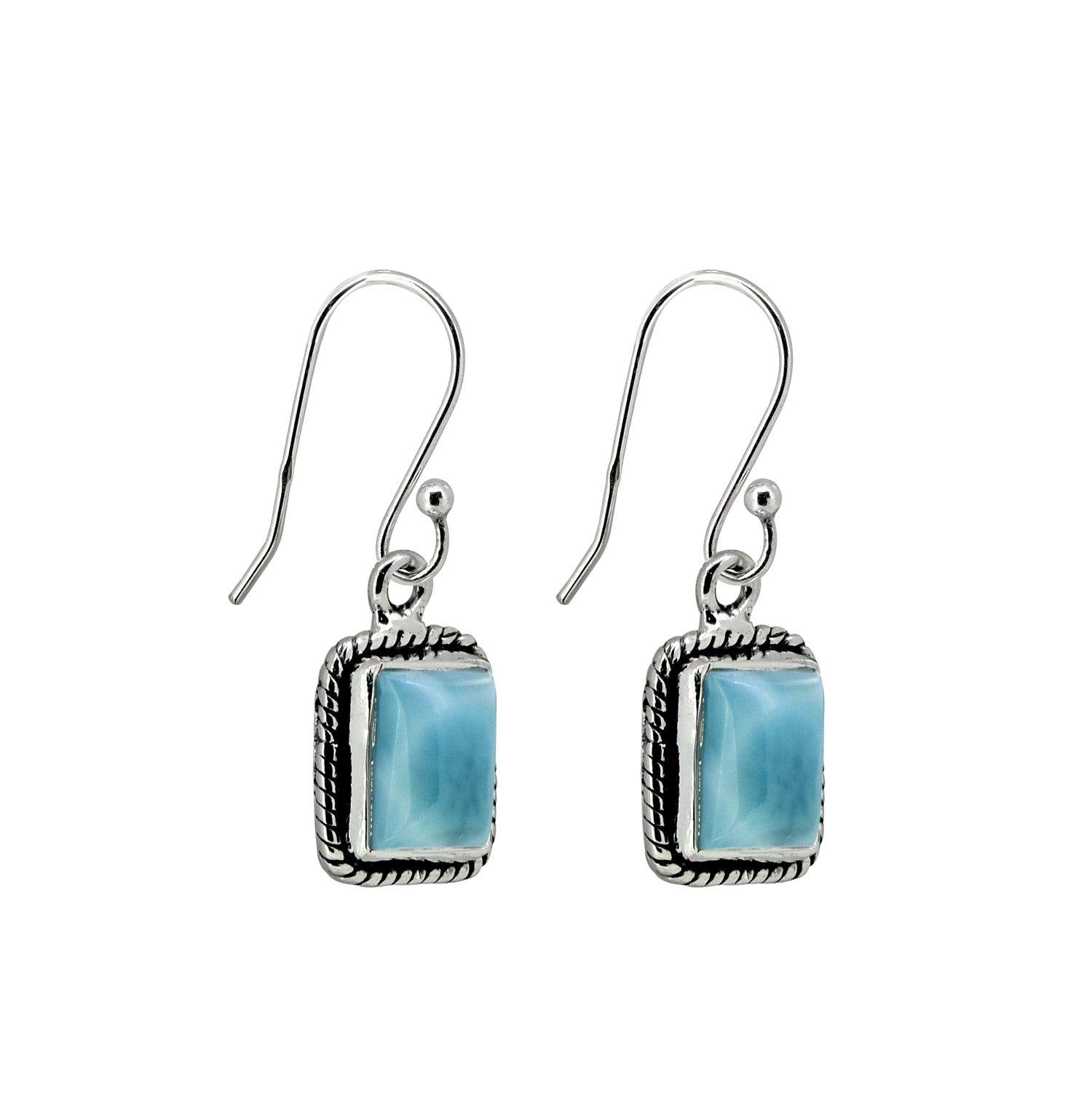 Larimar Solid 925 Sterling Silver Dangle Earrings Jewelry - YoTreasure