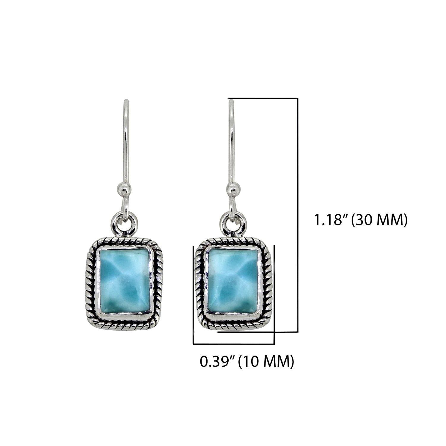 Larimar Solid 925 Sterling Silver Dangle Earrings Jewelry - YoTreasure