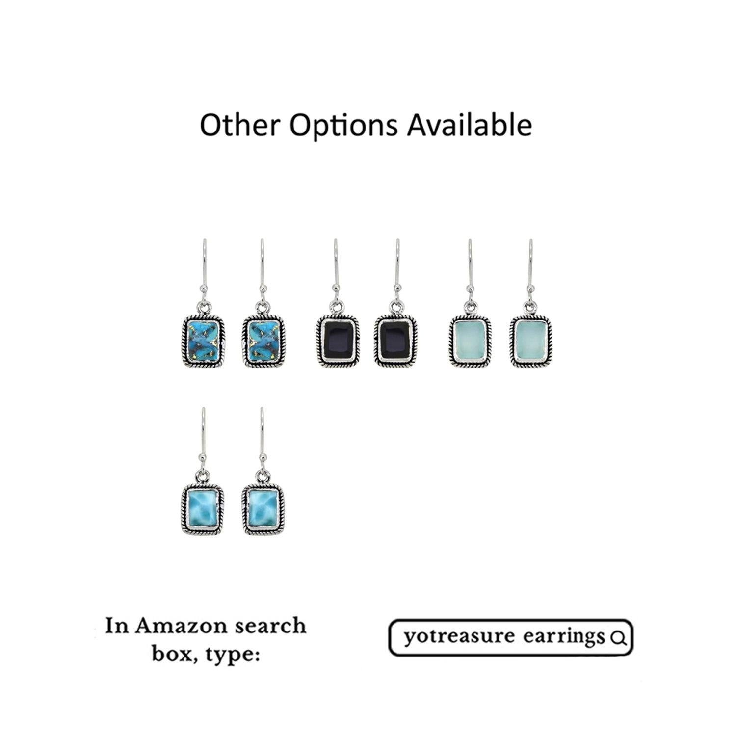 Larimar Solid 925 Sterling Silver Dangle Earrings Jewelry - YoTreasure