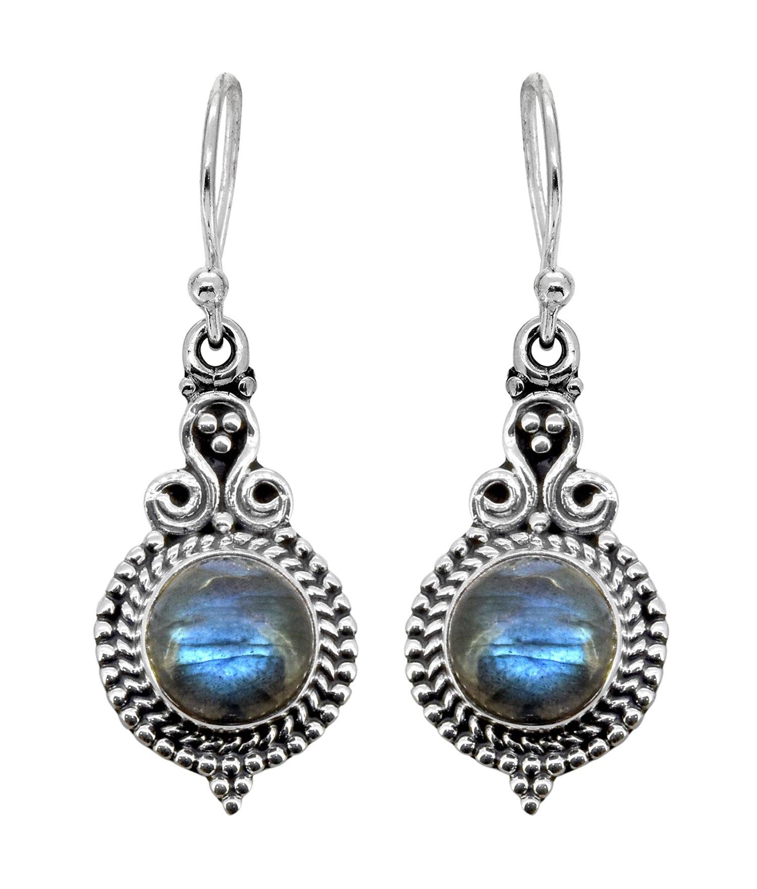 Labradorite Solid 925 Sterling Silver Dangle Earrings Jewelry - YoTreasure