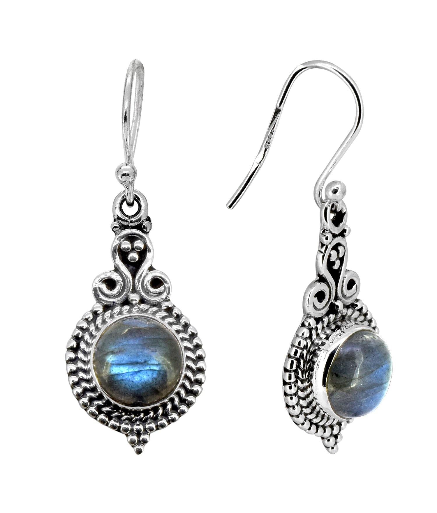 Labradorite Solid 925 Sterling Silver Dangle Earrings Jewelry - YoTreasure