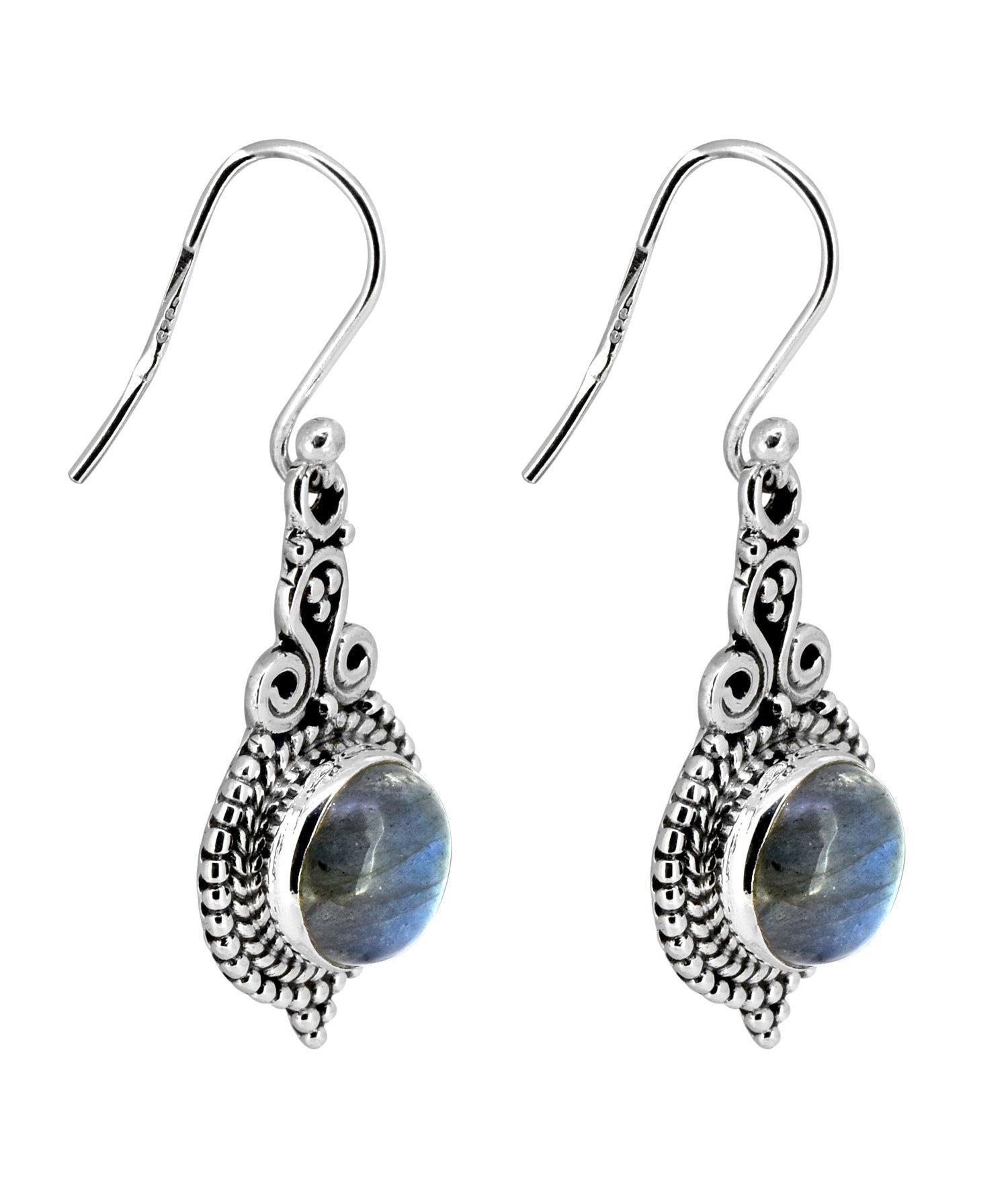 Labradorite Solid 925 Sterling Silver Dangle Earrings Jewelry - YoTreasure