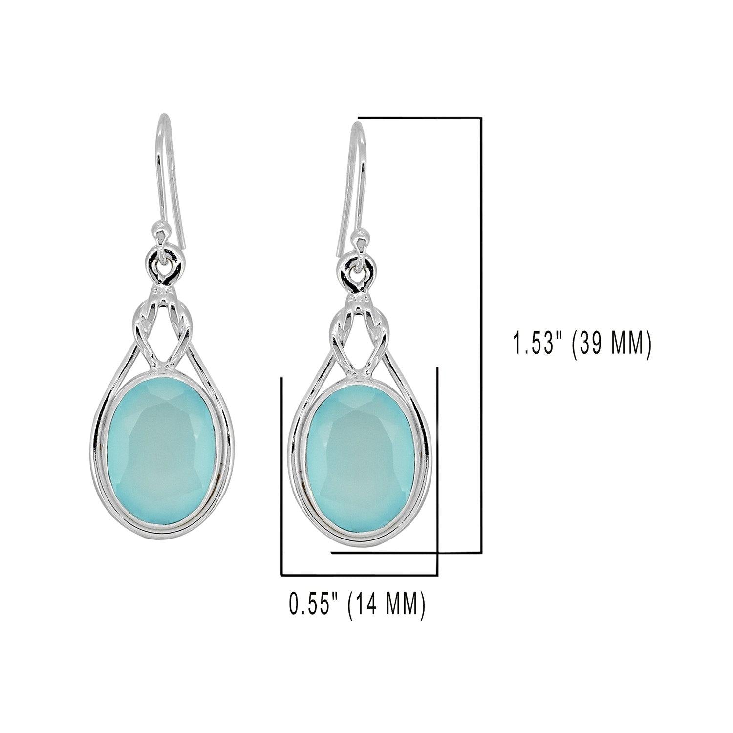 Aqua Chalcedony Solid 925 Sterling Silver Knot Dangle Earrings Jewelry - YoTreasure