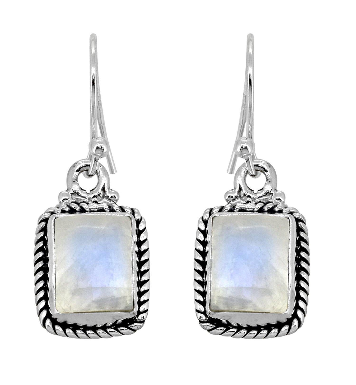 Rainbow Moonstone Solid 925 Sterling Silver Dangle Earrings Jewelry - YoTreasure