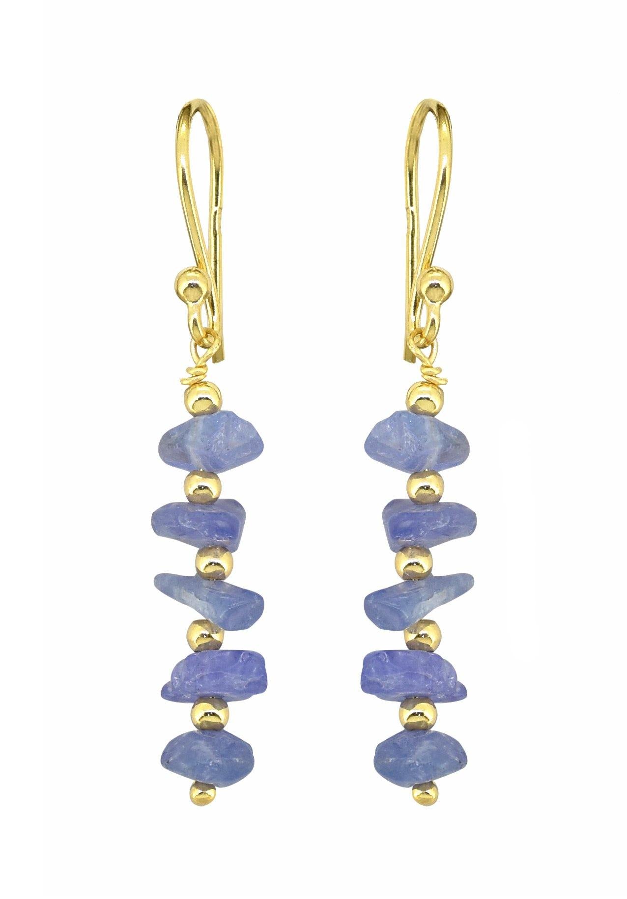 Tanzanite Solid 925 Silver Gold Plated Dangle Earrings Jewelry - YoTreasure