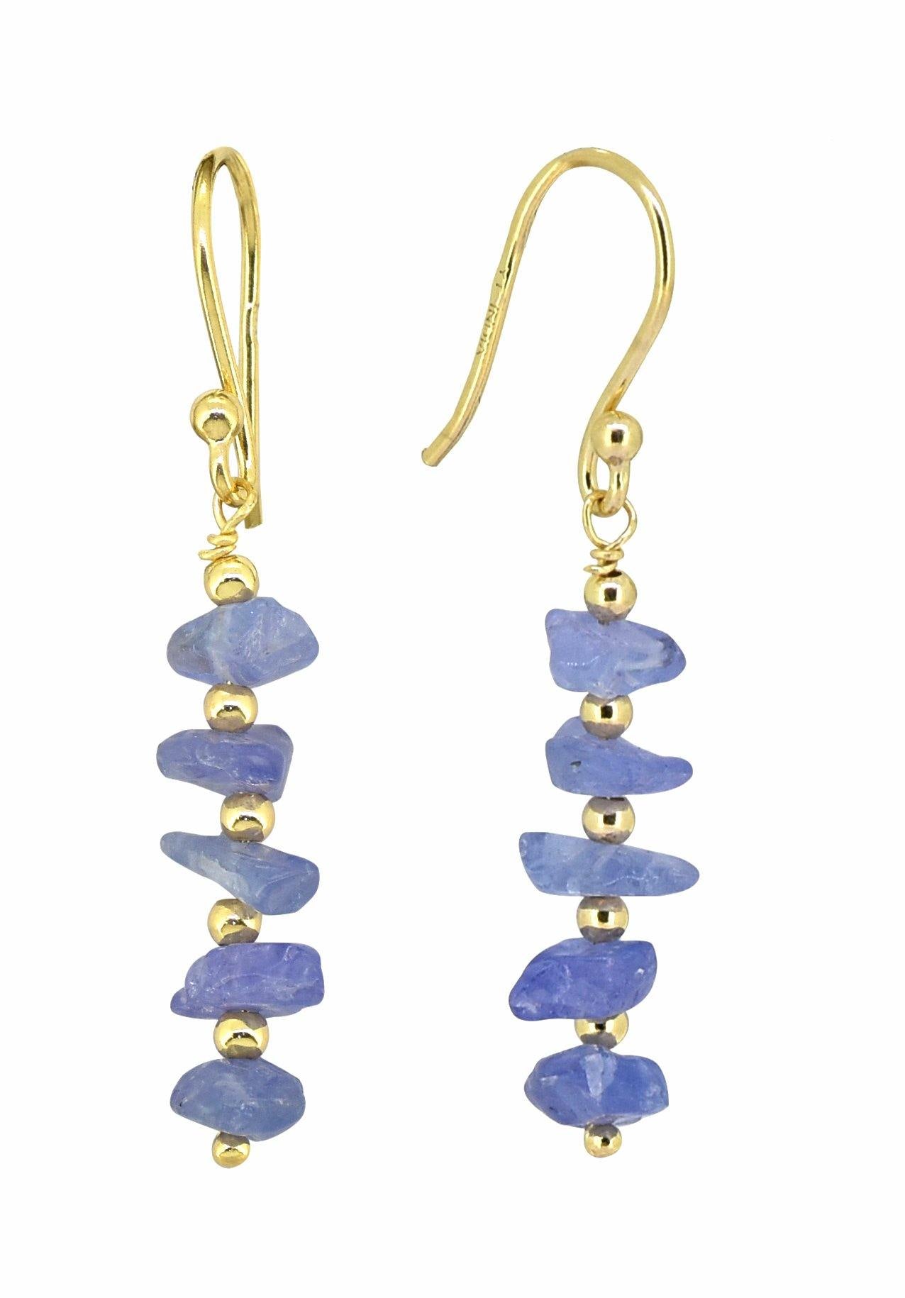 Tanzanite Solid 925 Silver Gold Plated Dangle Earrings Jewelry - YoTreasure