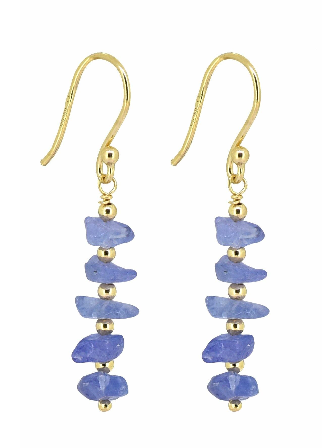 Tanzanite Solid 925 Silver Gold Plated Dangle Earrings Jewelry - YoTreasure