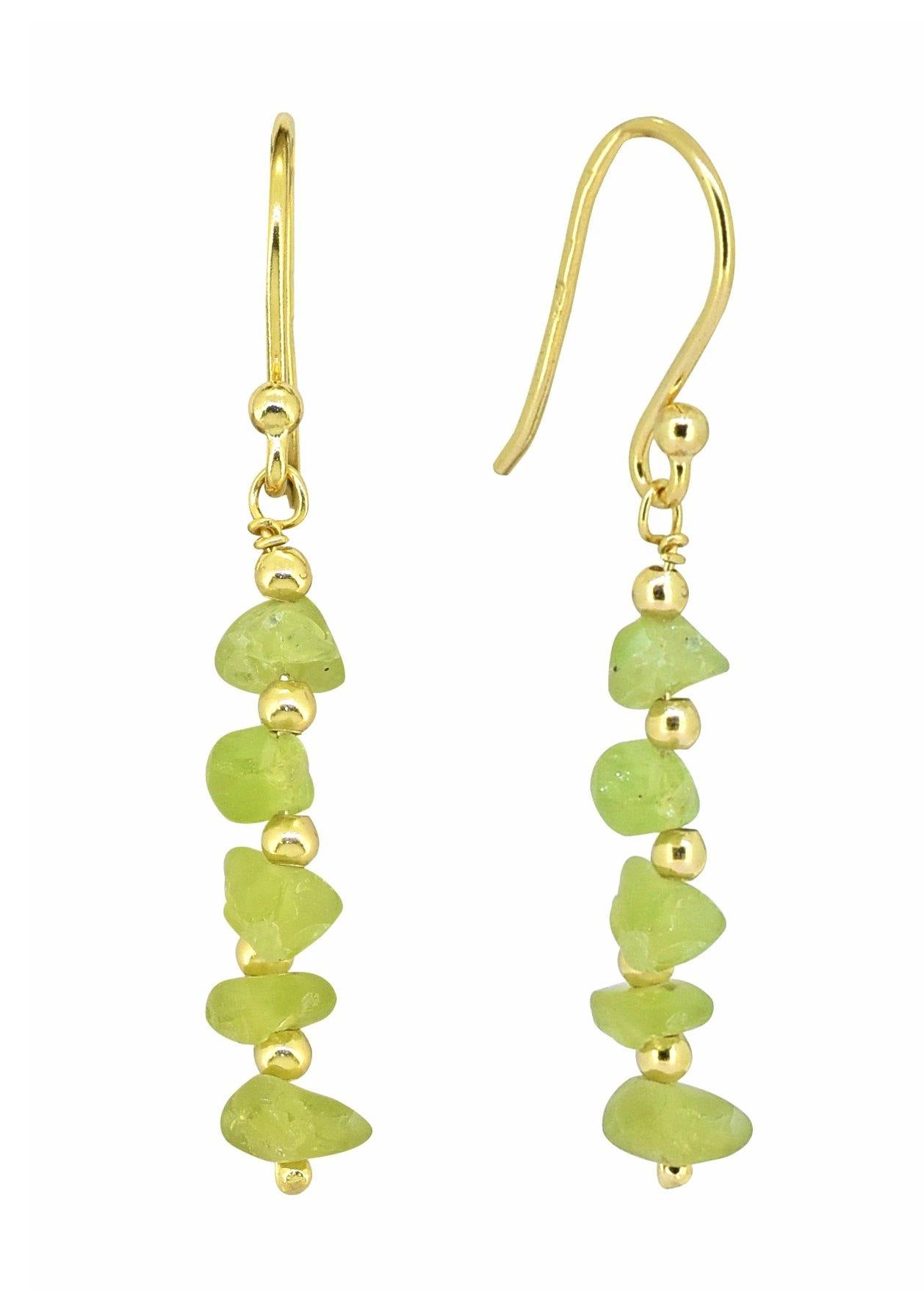 Peridot Solid 925 Silver Gold Plated Dangle Earrings Jewelry - YoTreasure
