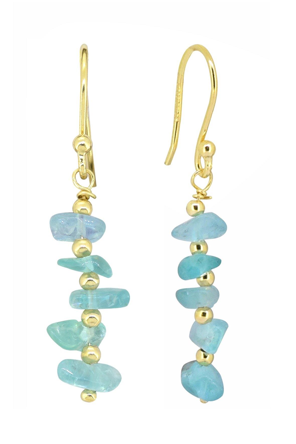 Apatite Solid 925 Silver Gold Plated Dangle Earrings Jewelry - YoTreasure