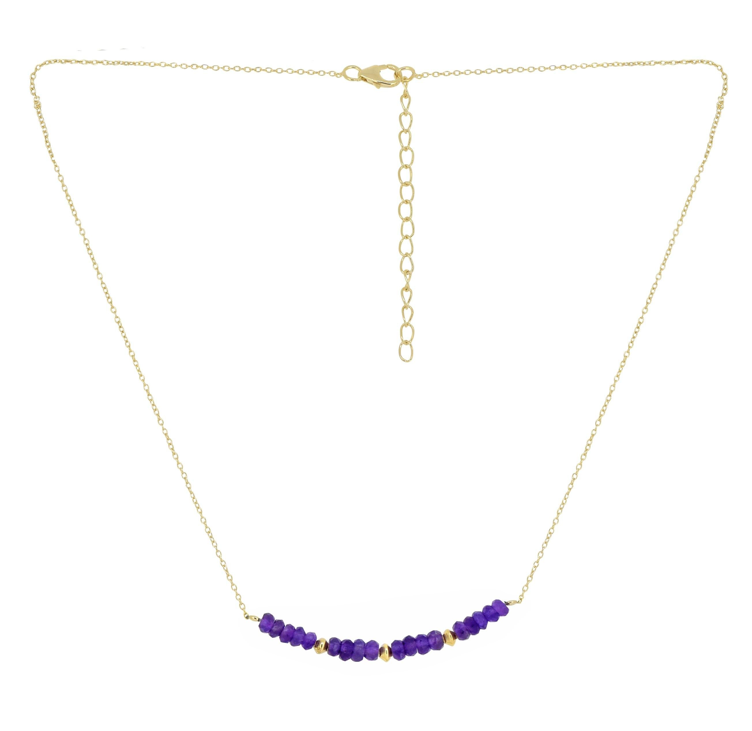 Amethyst Solid 925 Sterling Silver Gold Plated Chain Pendant Necklace Jewelry - YoTreasure