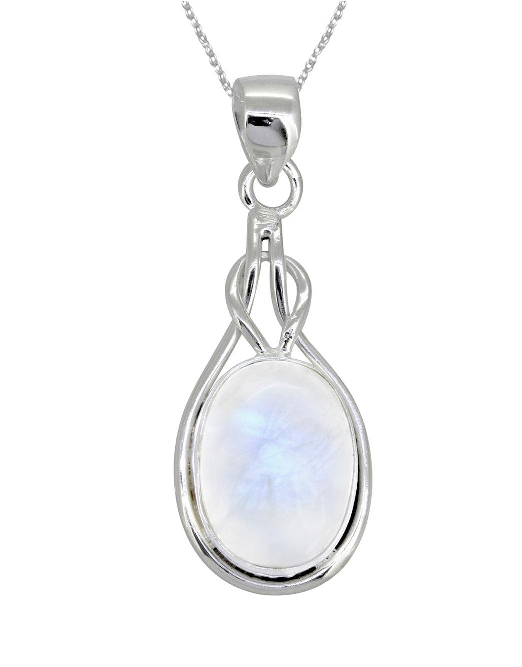 Rainbow Moonstone Solid 925 Sterling Silver Chain Knot Pendant Jewelry - YoTreasure