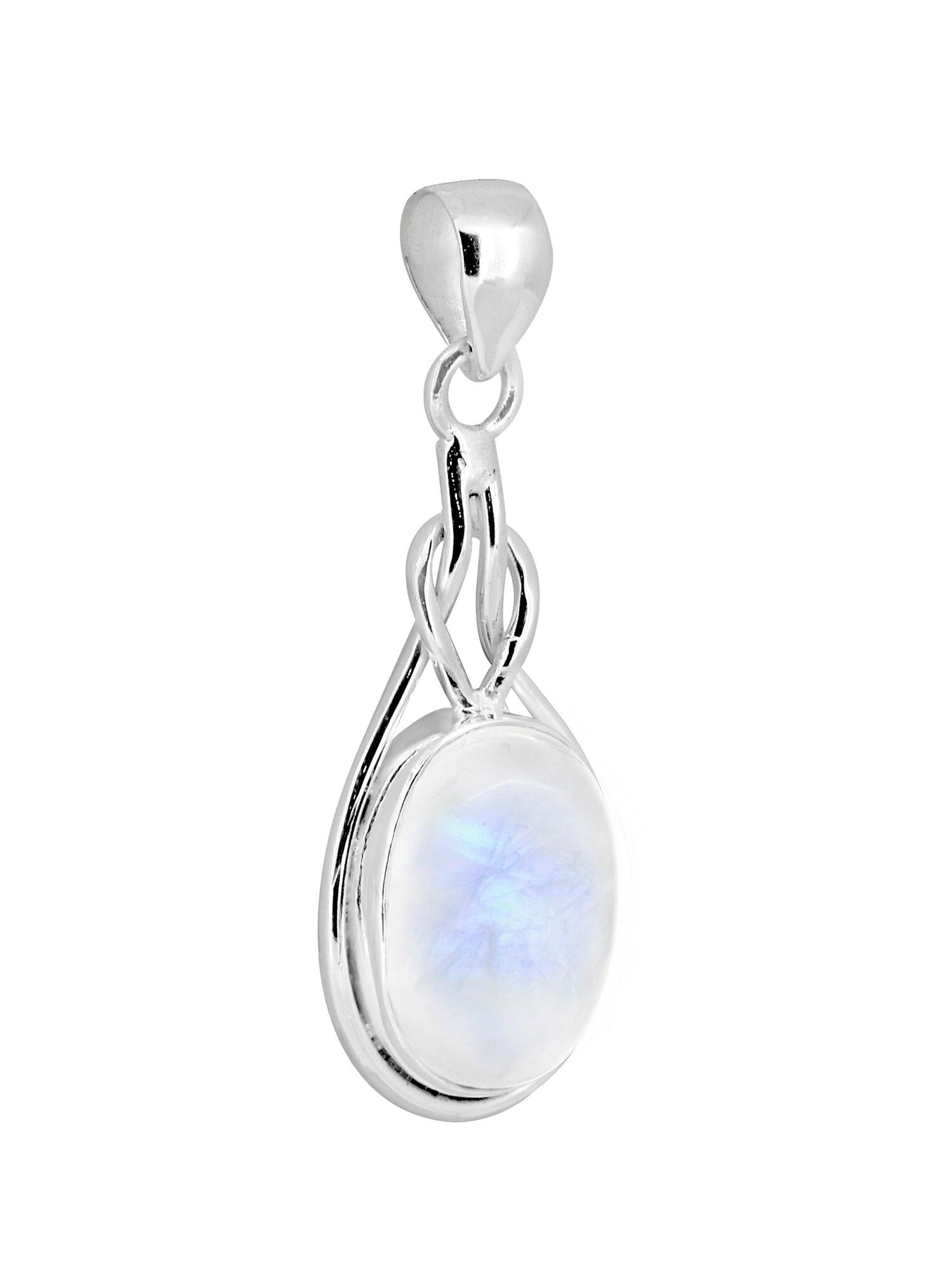Rainbow Moonstone Solid 925 Sterling Silver Chain Knot Pendant Jewelry - YoTreasure