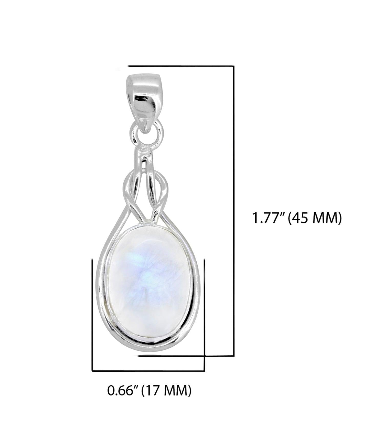 Rainbow Moonstone Solid 925 Sterling Silver Chain Knot Pendant Jewelry - YoTreasure