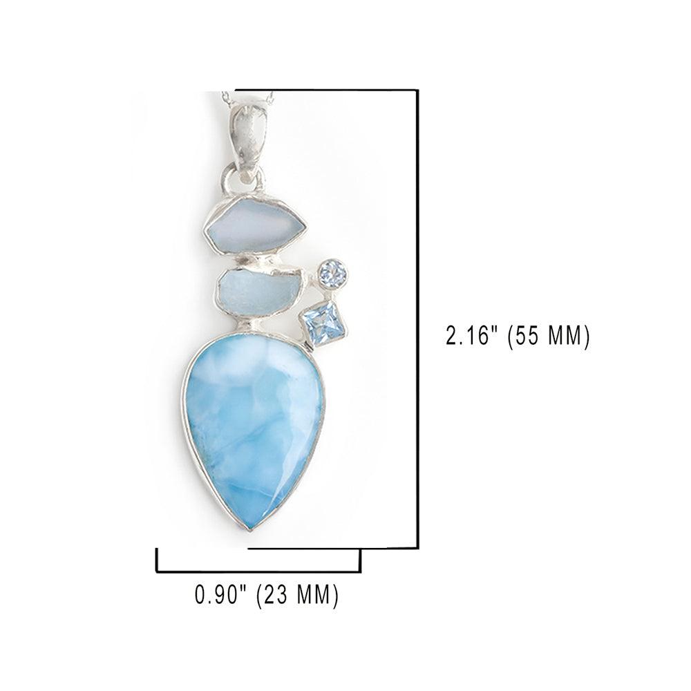 Larimar Solid 925 Sterling Silver Chain Pendant Necklace Jewelry - YoTreasure
