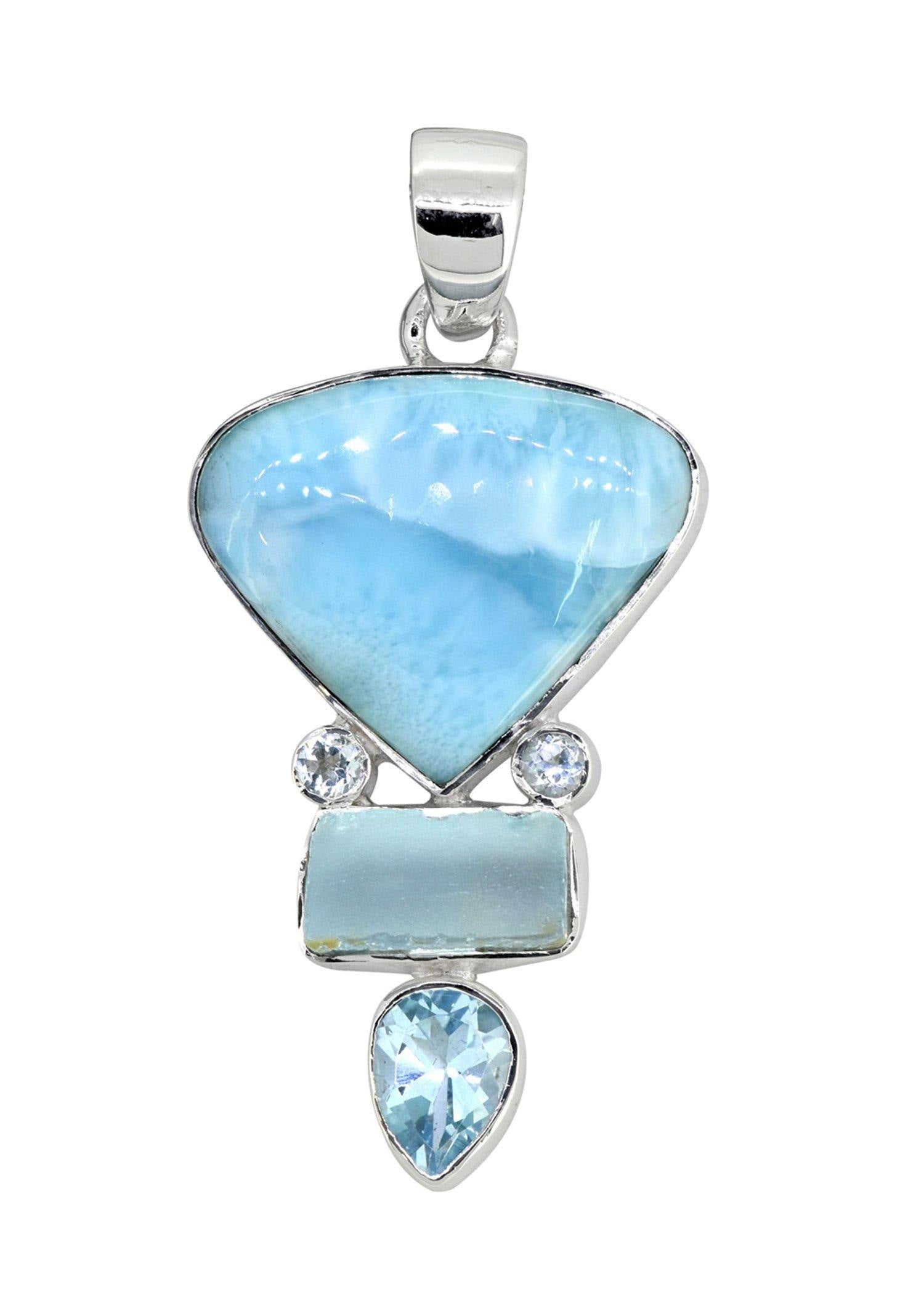 Larimar Solid 925 Sterling Silver Pendant Necklace - YoTreasure