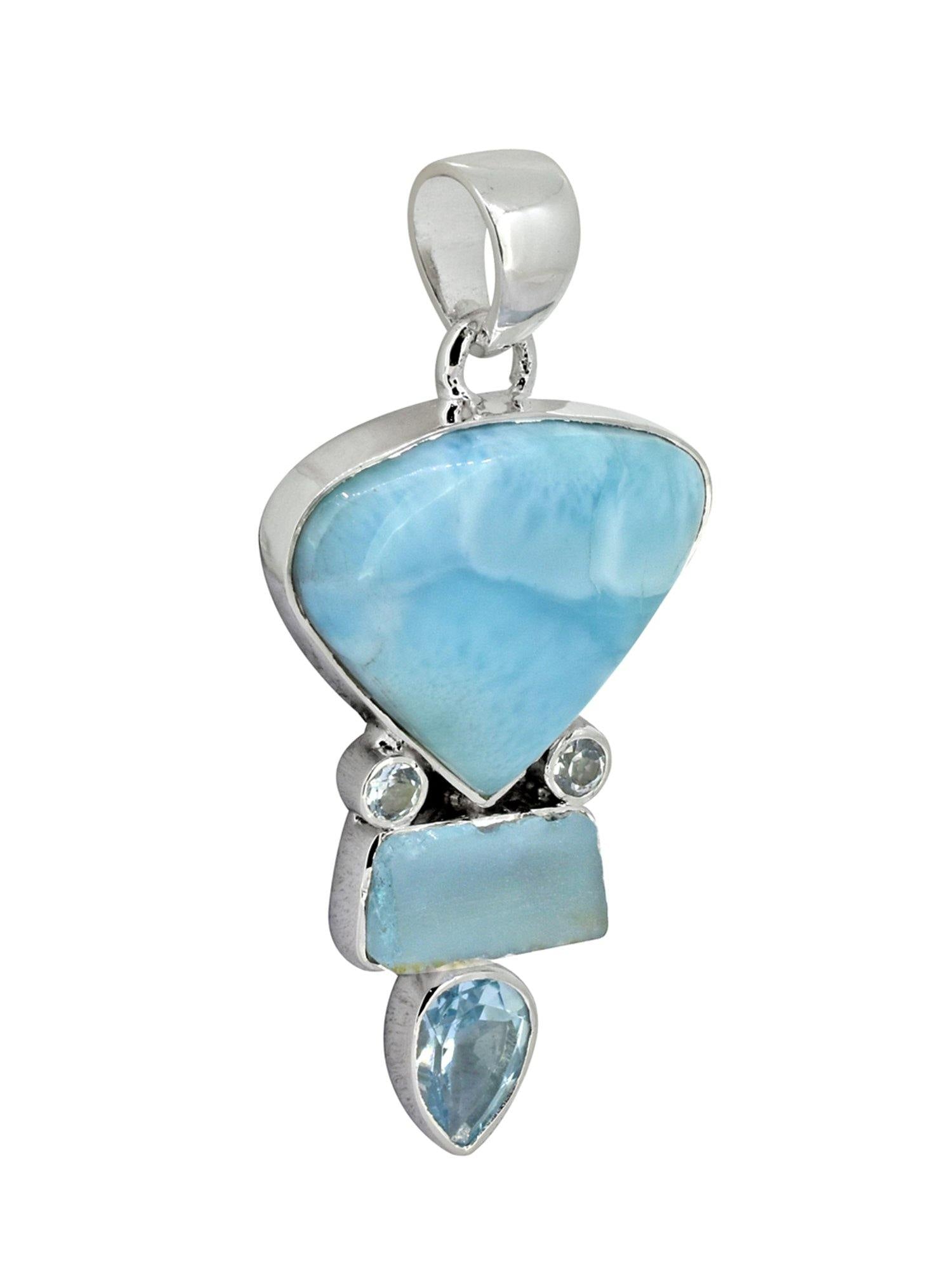 Larimar Solid 925 Sterling Silver Pendant Necklace - YoTreasure