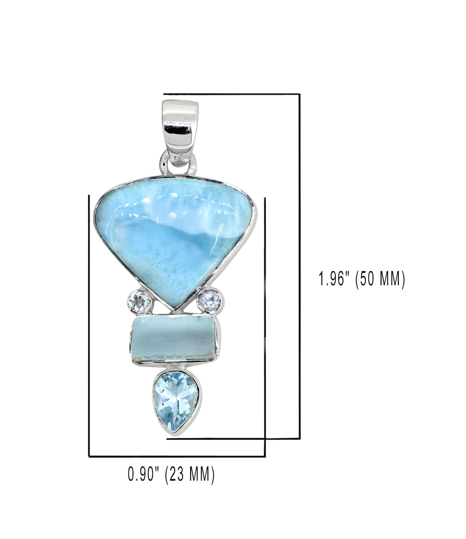 Larimar Solid 925 Sterling Silver Pendant Necklace - YoTreasure