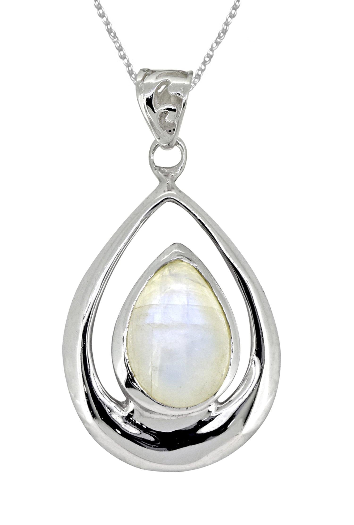 Rainbow Moonstone Solid 925 Sterling Silver Chain Pendant Jewelry - YoTreasure