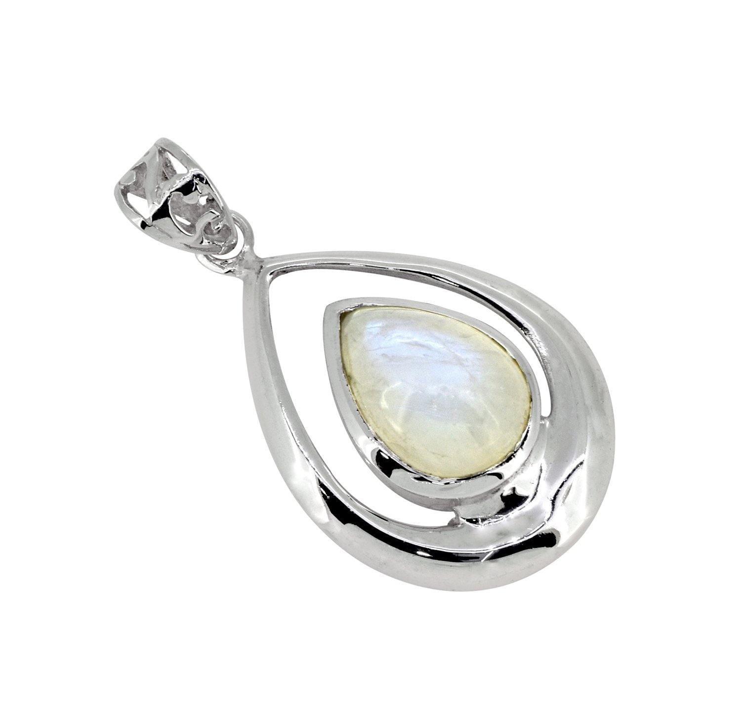 Rainbow Moonstone Solid 925 Sterling Silver Chain Pendant Jewelry - YoTreasure