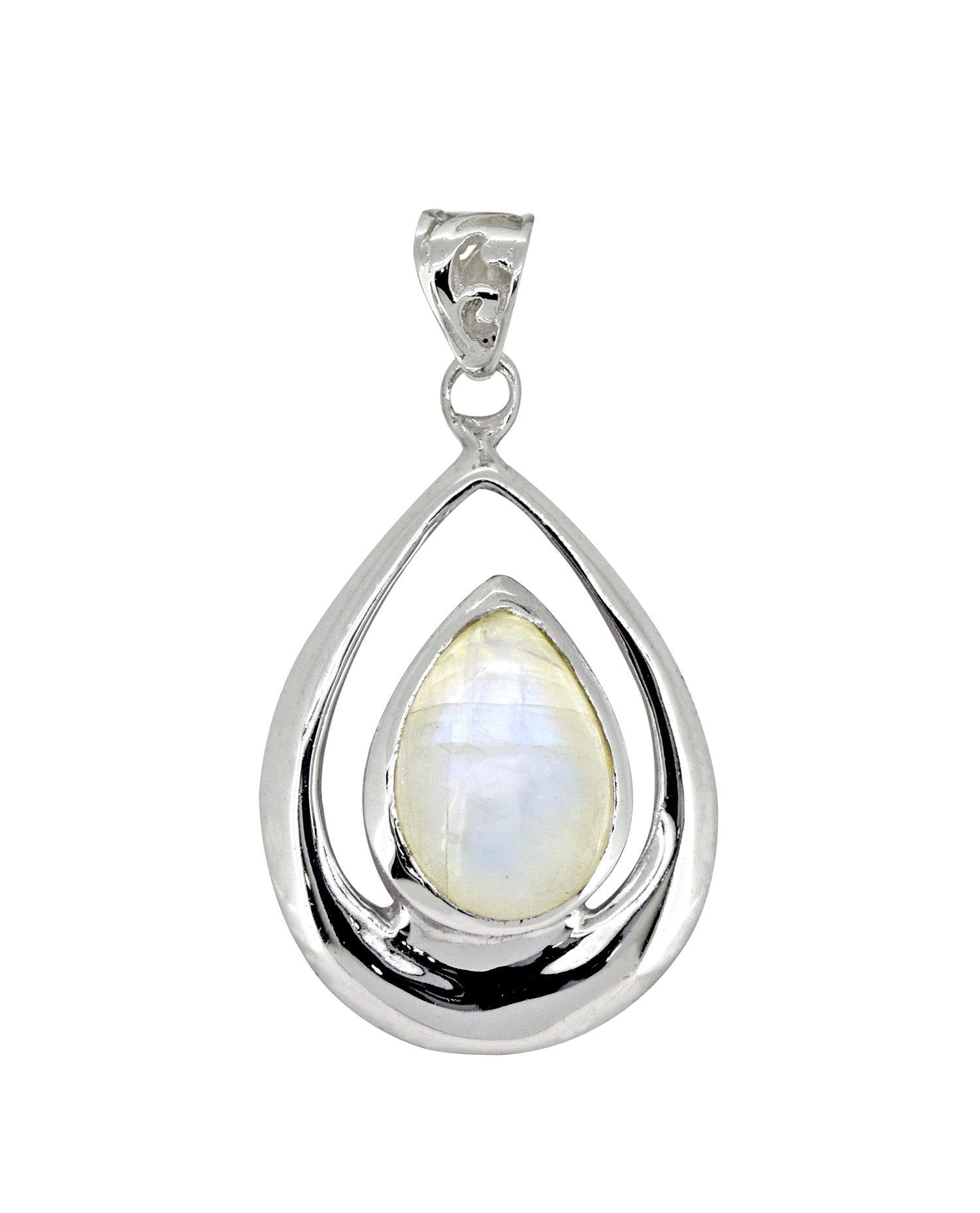 Rainbow Moonstone Solid 925 Sterling Silver Chain Pendant Jewelry - YoTreasure
