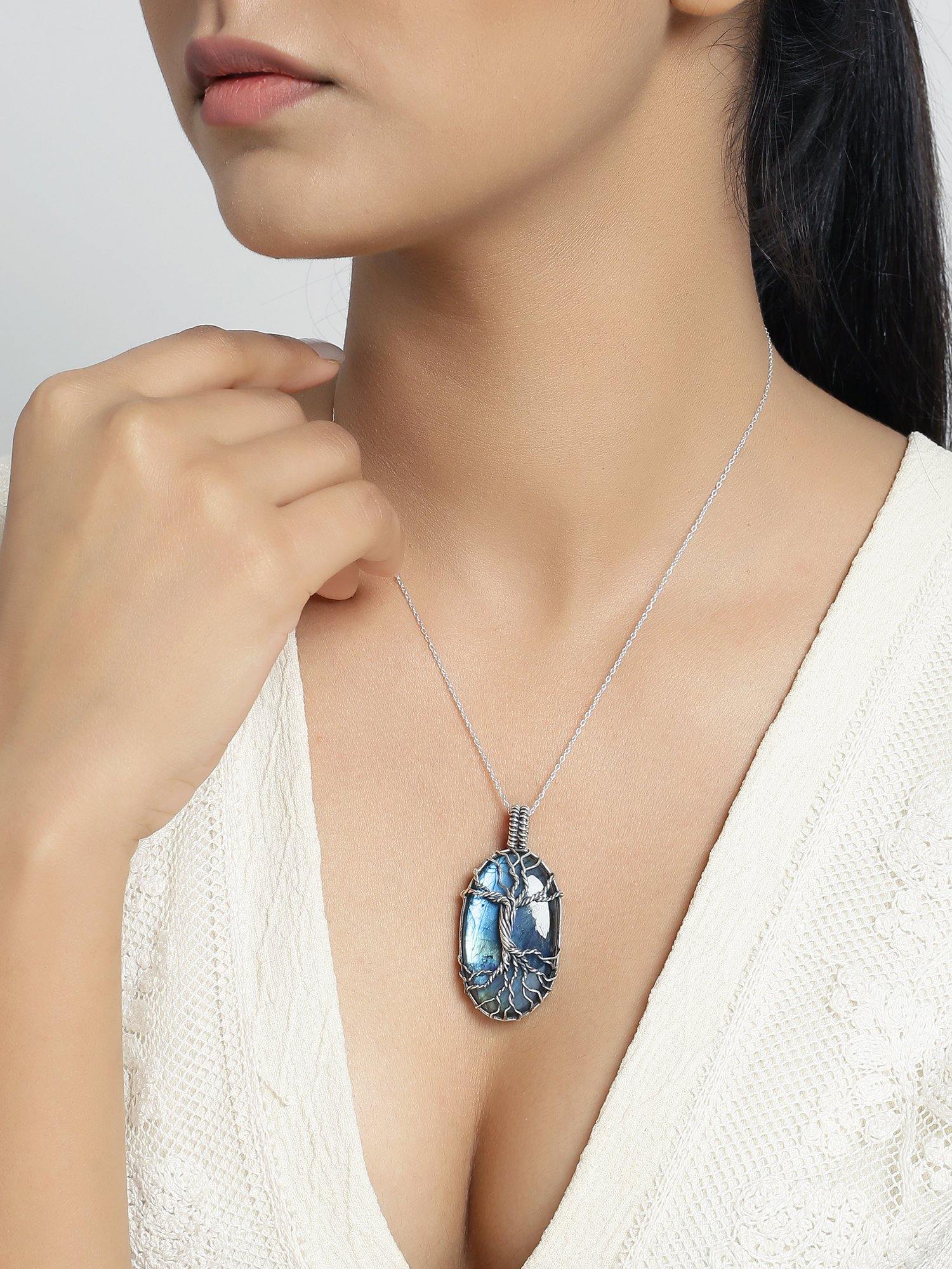 Labradorite Solid 925 Sterling Silver Chain Designer Pendant Jewelry - YoTreasure