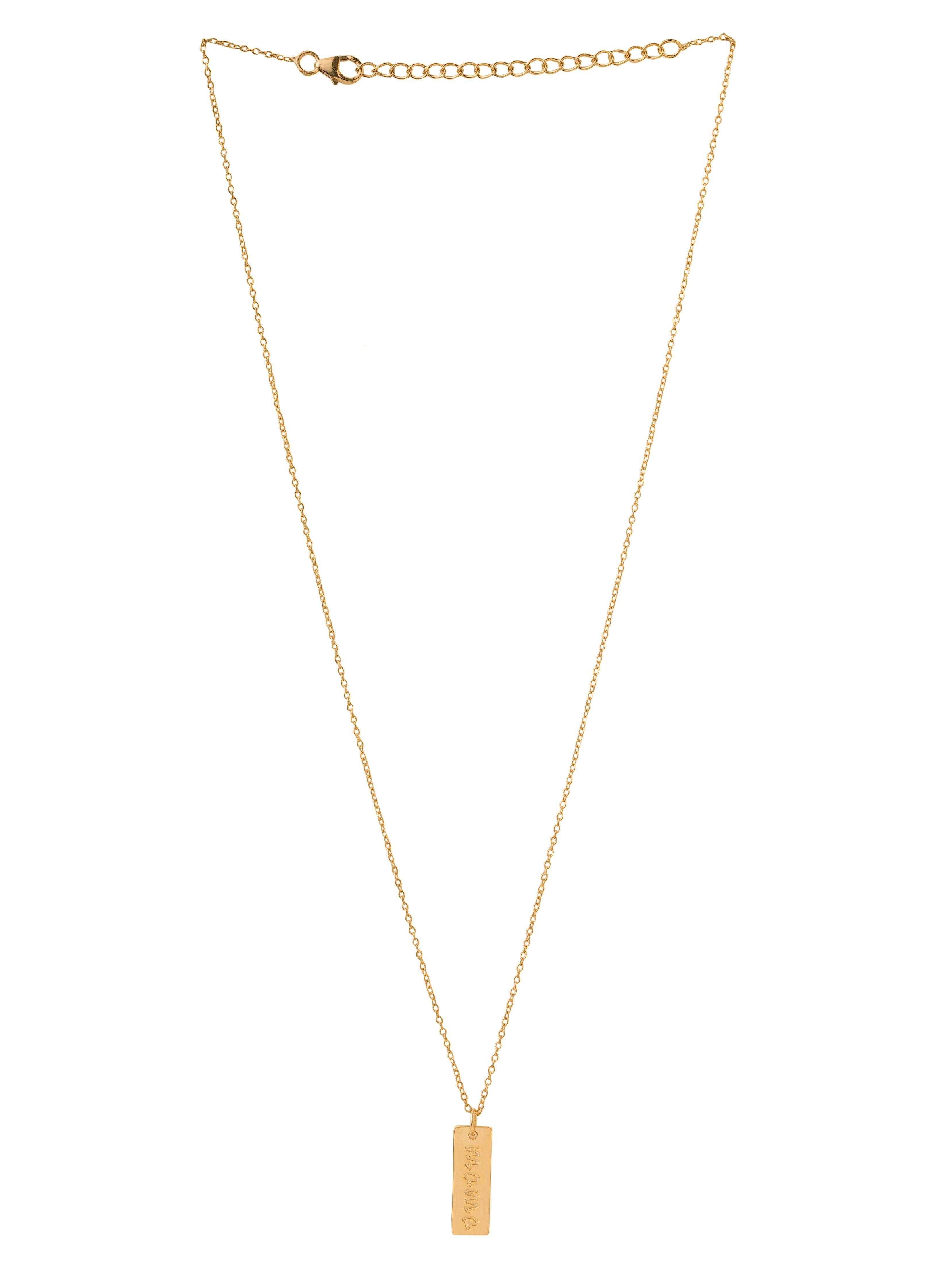Charm Mama Letter Vertical Bar Pendant Solid 925 Sterling Silver Gold Plated Chain Necklace Women Jewelry Gifts for Mother - YoTreasure