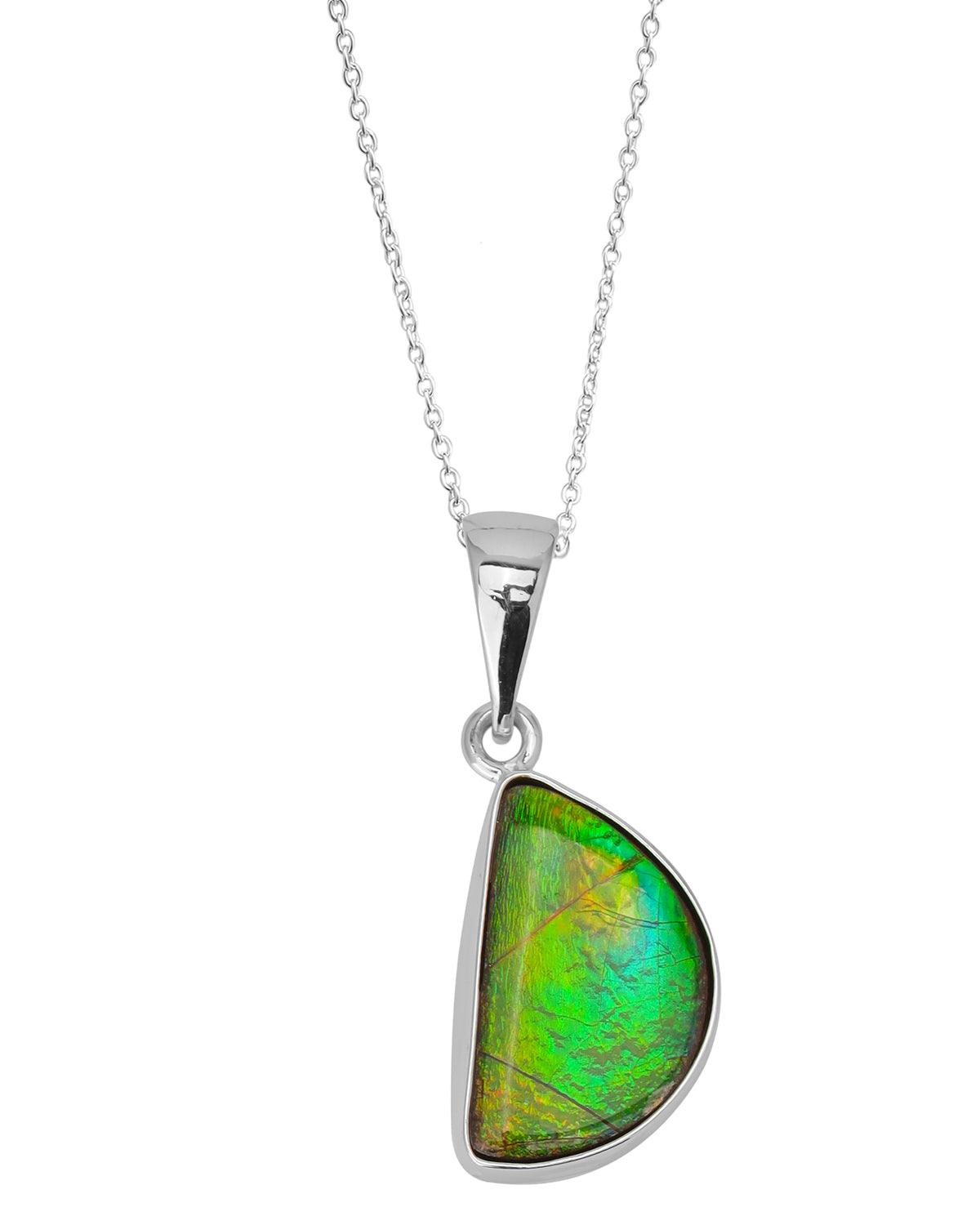 5.50 Ct. Ammolite 925 Sterling Silver Necklace Pendant Jewelry - YoTreasure