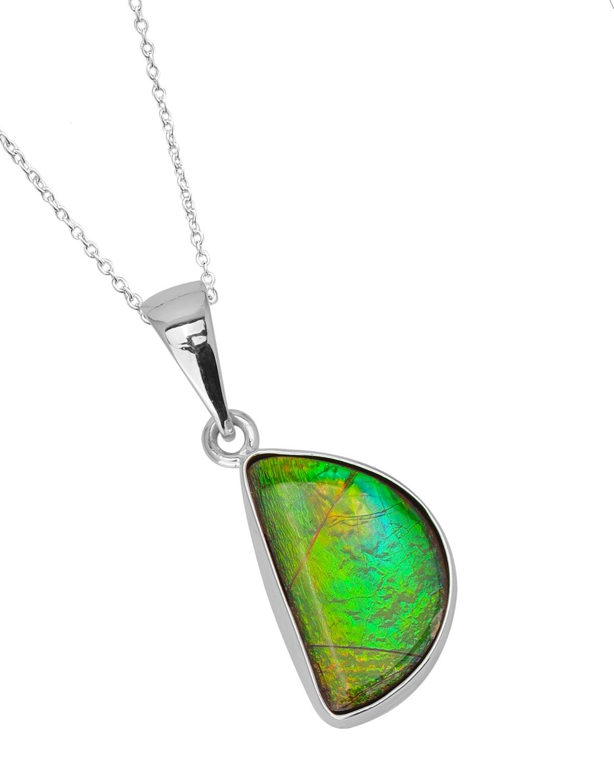 5.50 Ct. Ammolite 925 Sterling Silver Necklace Pendant Jewelry - YoTreasure