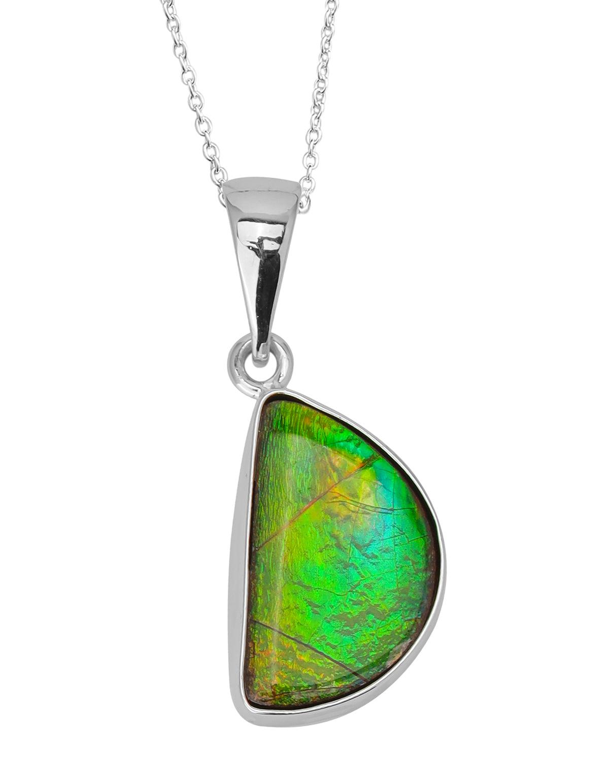 5.50 Ct. Ammolite 925 Sterling Silver Necklace Pendant Jewelry - YoTreasure