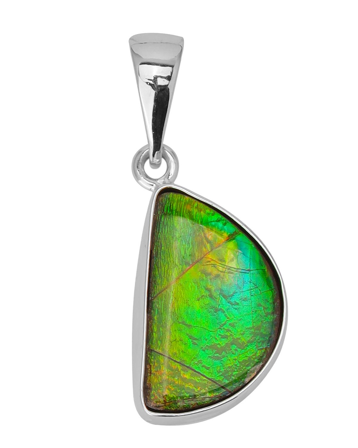 5.50 Ct. Ammolite 925 Sterling Silver Necklace Pendant Jewelry - YoTreasure